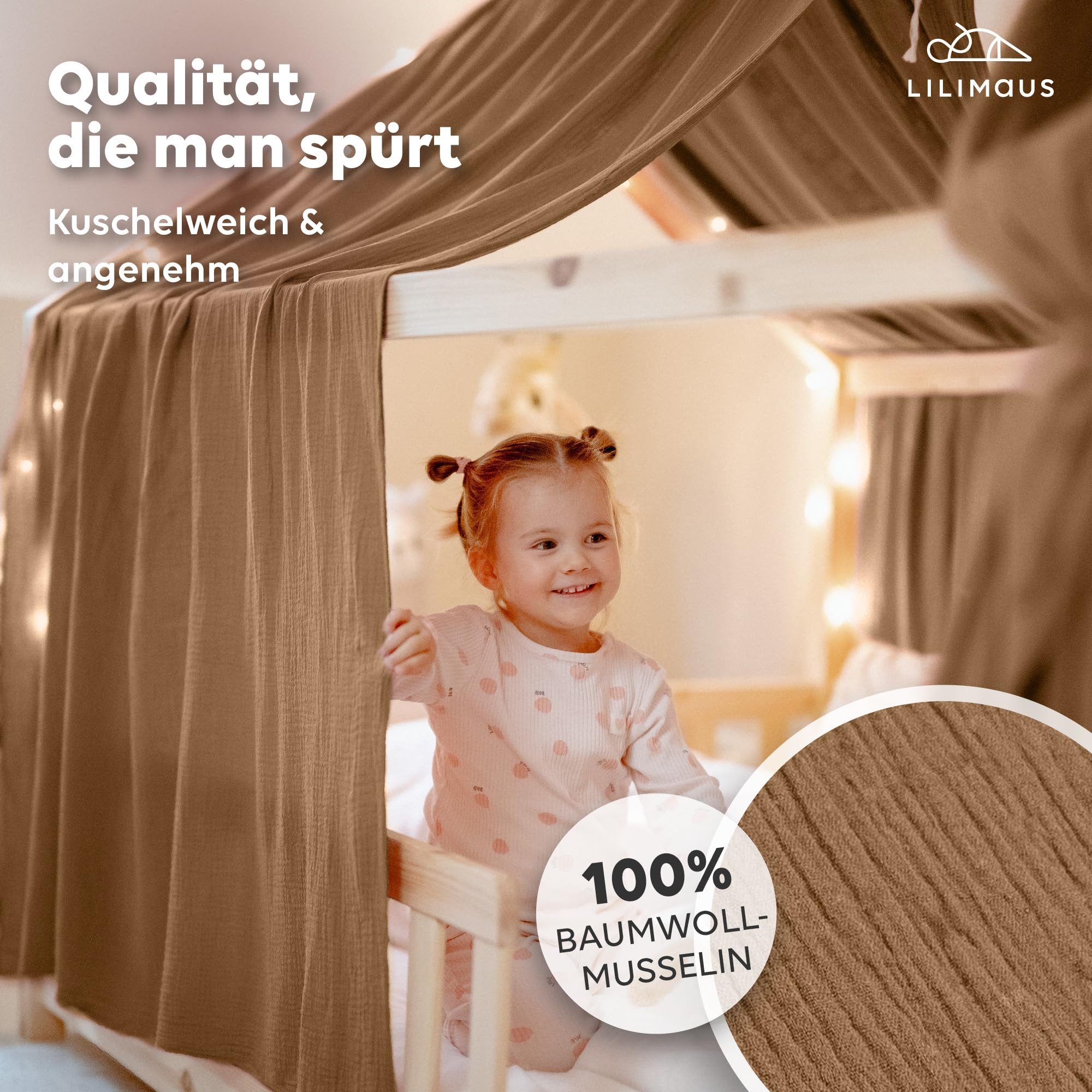 lilimaus Betthimmel Hausbetthimmel Baumwoll Musselin Betthimmel Kinder Haus günstig online kaufen