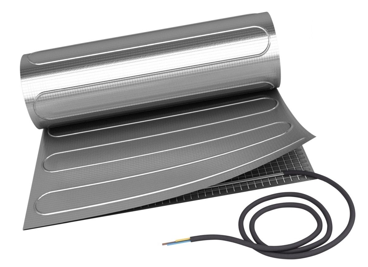 HoWaTech Fußbodenheizung-Matte Elektrisch Set ALU Heizmatte 80 W/m² Laminat Parkett Vinyl Thermostat, (Set)