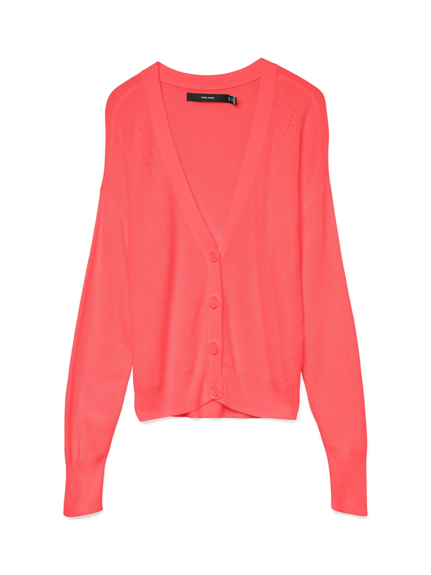 Vero Moda Cardigan Stilvoller Cardigan Feinstrick Strickjacke mit Knopfleiste VMNEWLEXSUN LS SHORT V-NECK CAR GA NOOS