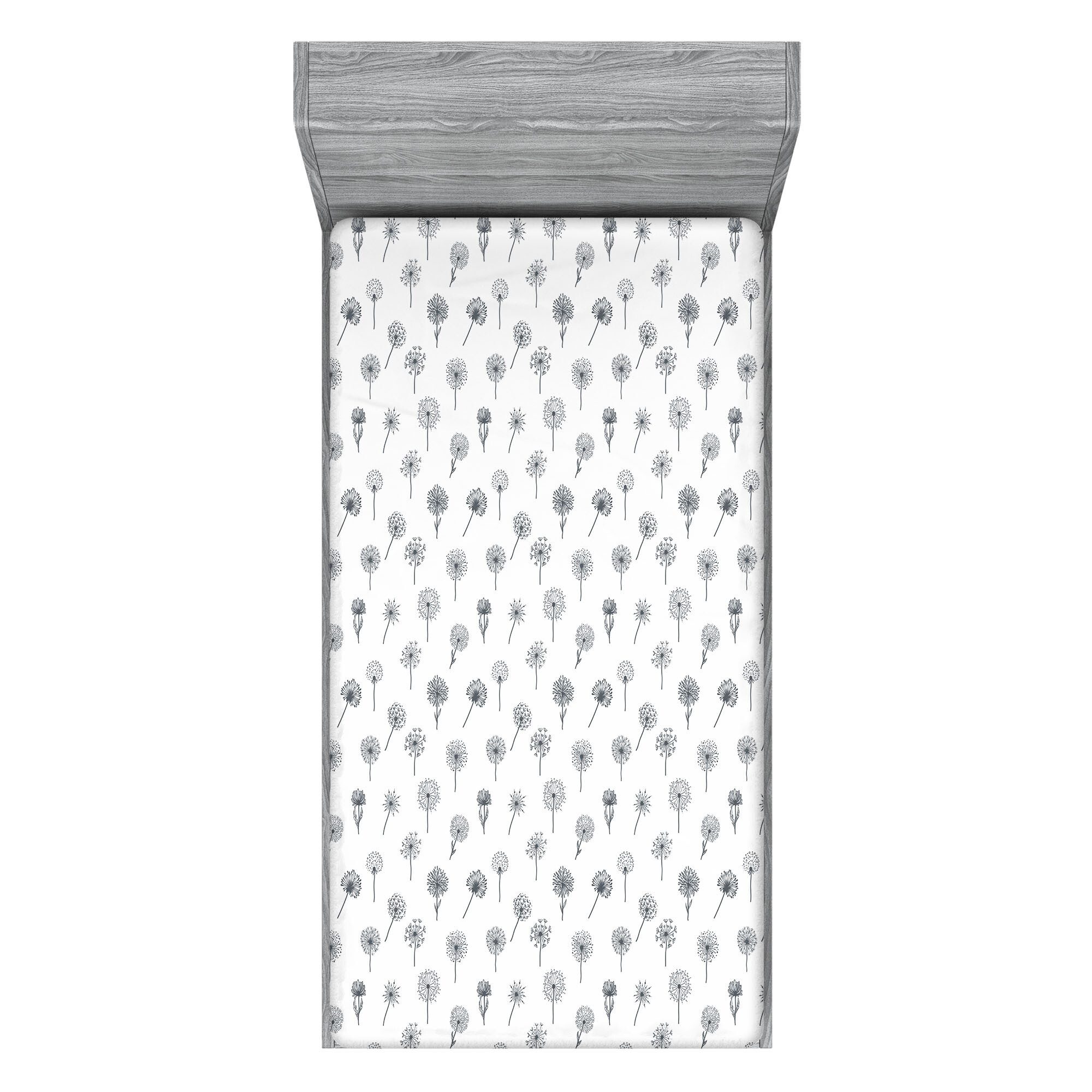 Abakuhaus Spannbettlaken Soft Dekorativer Stoff Bettwäsche Rund-um Elastischer Gummizug, Blumen Monochrome Löwenzahn-Muster