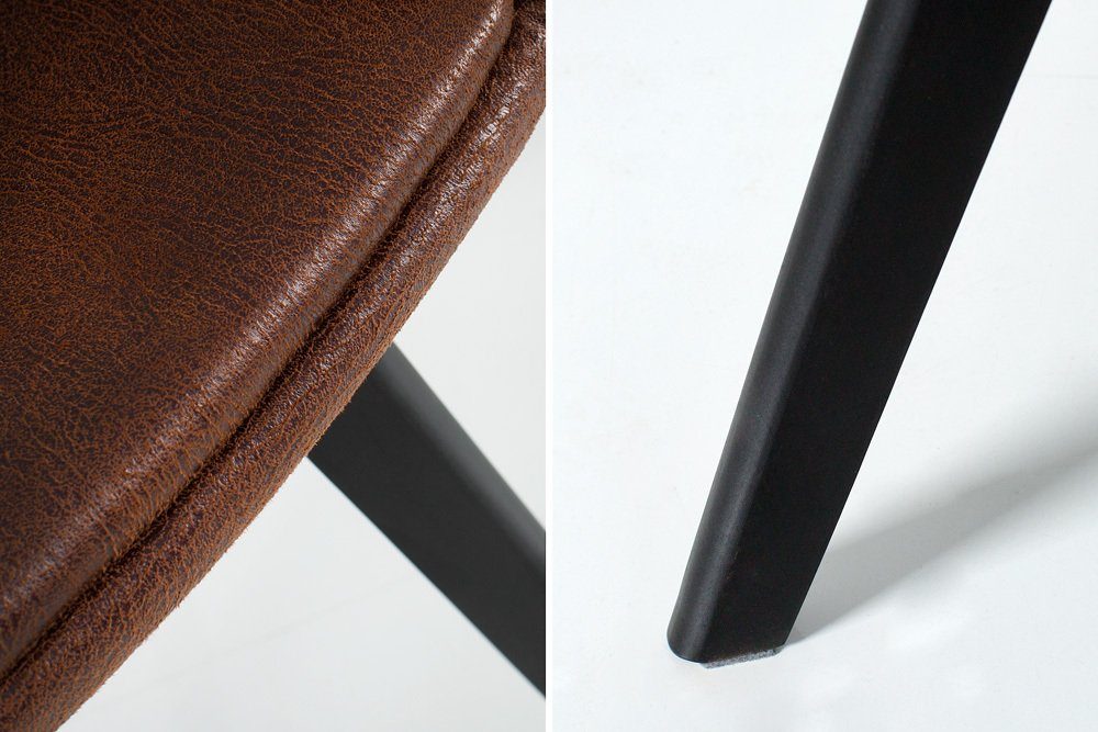 riess-ambiente Polsterstuhl NORDIC STAR 80cm antik braun (Einzelartikel, 1 St), Esszimmer · Microfaser · Massivholz · mit Armlehne · Küche · Design