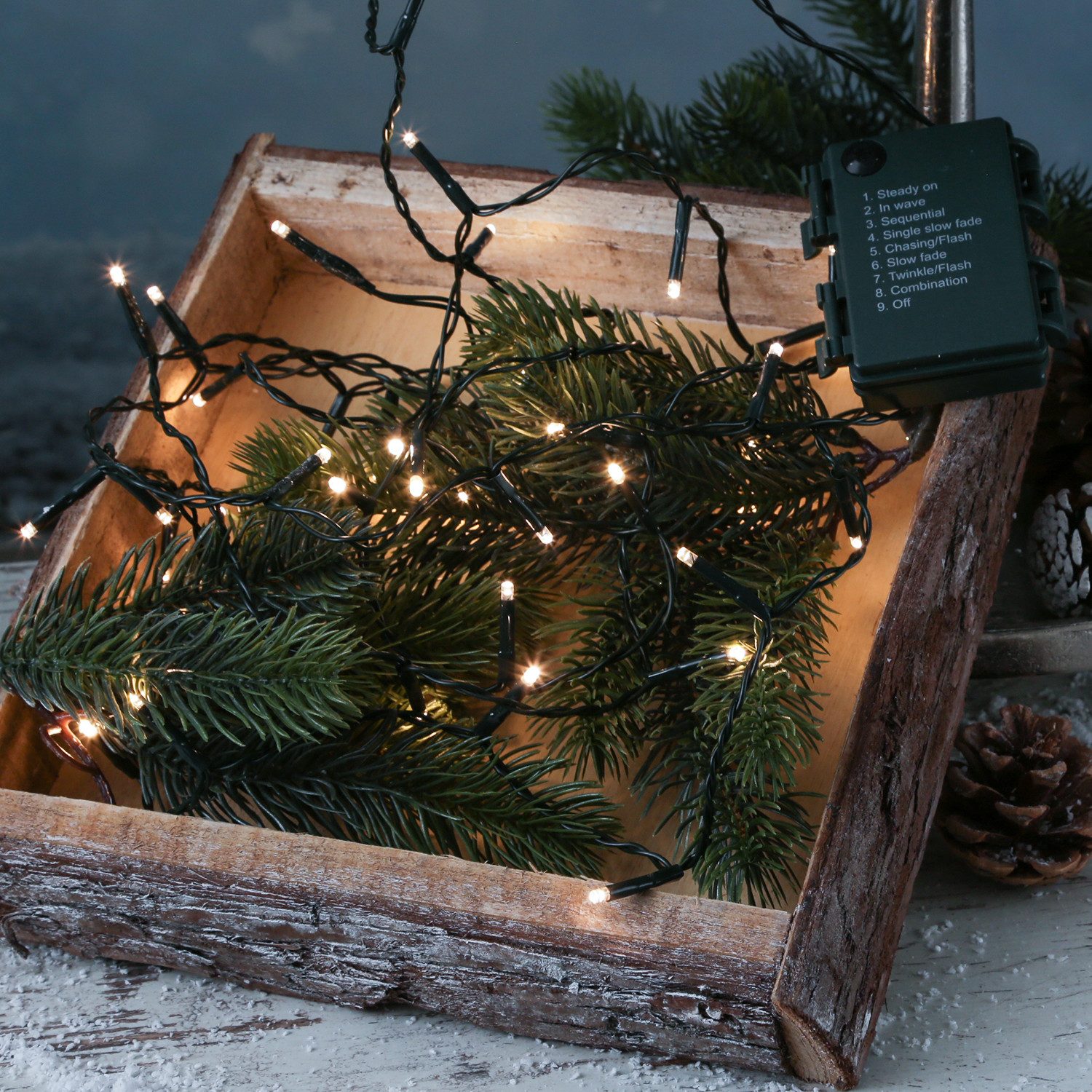 MARELIDA LED-Lichterkette Weihnachtslichterkette Batterie 48LED 8 Funkt. 3,5 für Innen Außen, 48-flammig