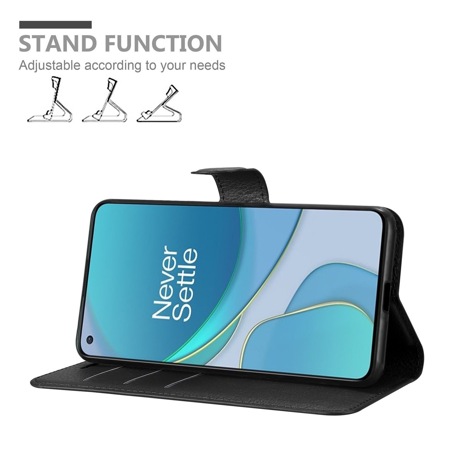 Cadorabo Handyhülle für OnePlus 8T Hülle OnePlus 8T, Hülle Schutzhülle mit Standfunktion, Kartenfach und Magnetverschluss