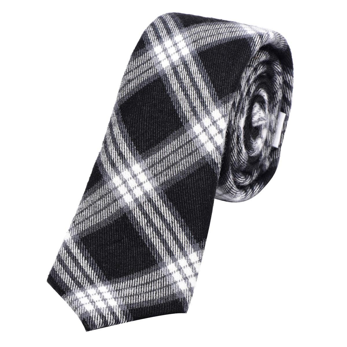 DonDon Krawatte Herren Krawatte 6 cm einfarbig kariert und gepunkt (Packung, 1-St., 1x Krawatte) Baumwolle, verschiedene Muster, für Büro oder festliche Veranstaltungen schwarz-weiß kariert