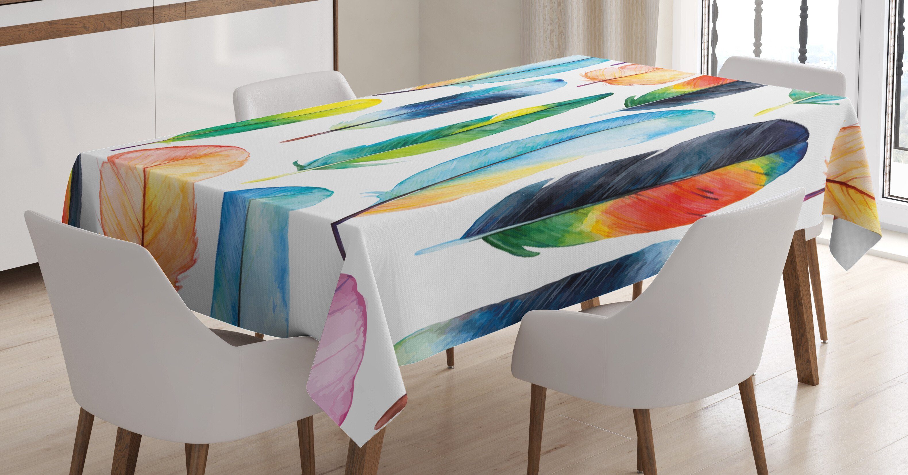 Abakuhaus Tischdecke Farbfest Waschbar Für den Außen Bereich geeignet Klare Farben, Federn Vögel Tiere Themen Kunst
