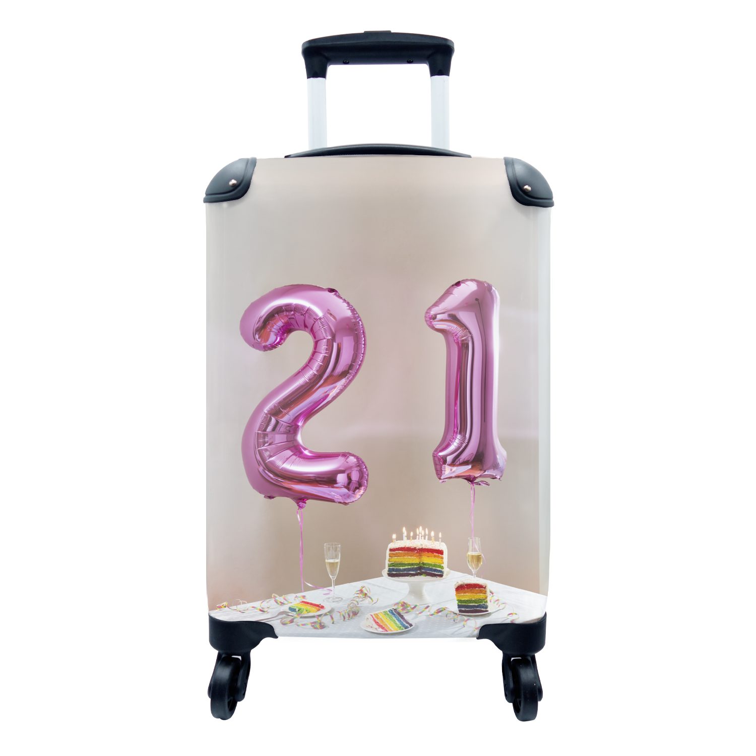 Trolley, Partytisch Rollen, der Handgepäck MuchoWow Handgepäckkoffer 4 für Reisetasche Nummer mit mit Reisekoffer 21, Ferien, rollen,