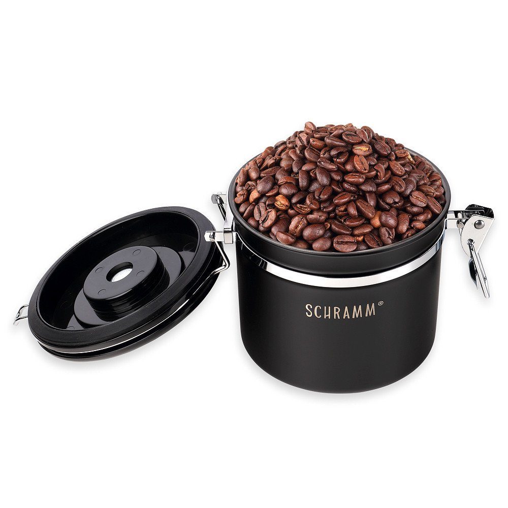 mit Kaffeedose Kaffeebehälter 12cm 10 Schramm® Schramm Dosierlöffel Kaffeedose schwarz ml 1200 Kaffeedosen in Edelstahl Farben aus Höhe: