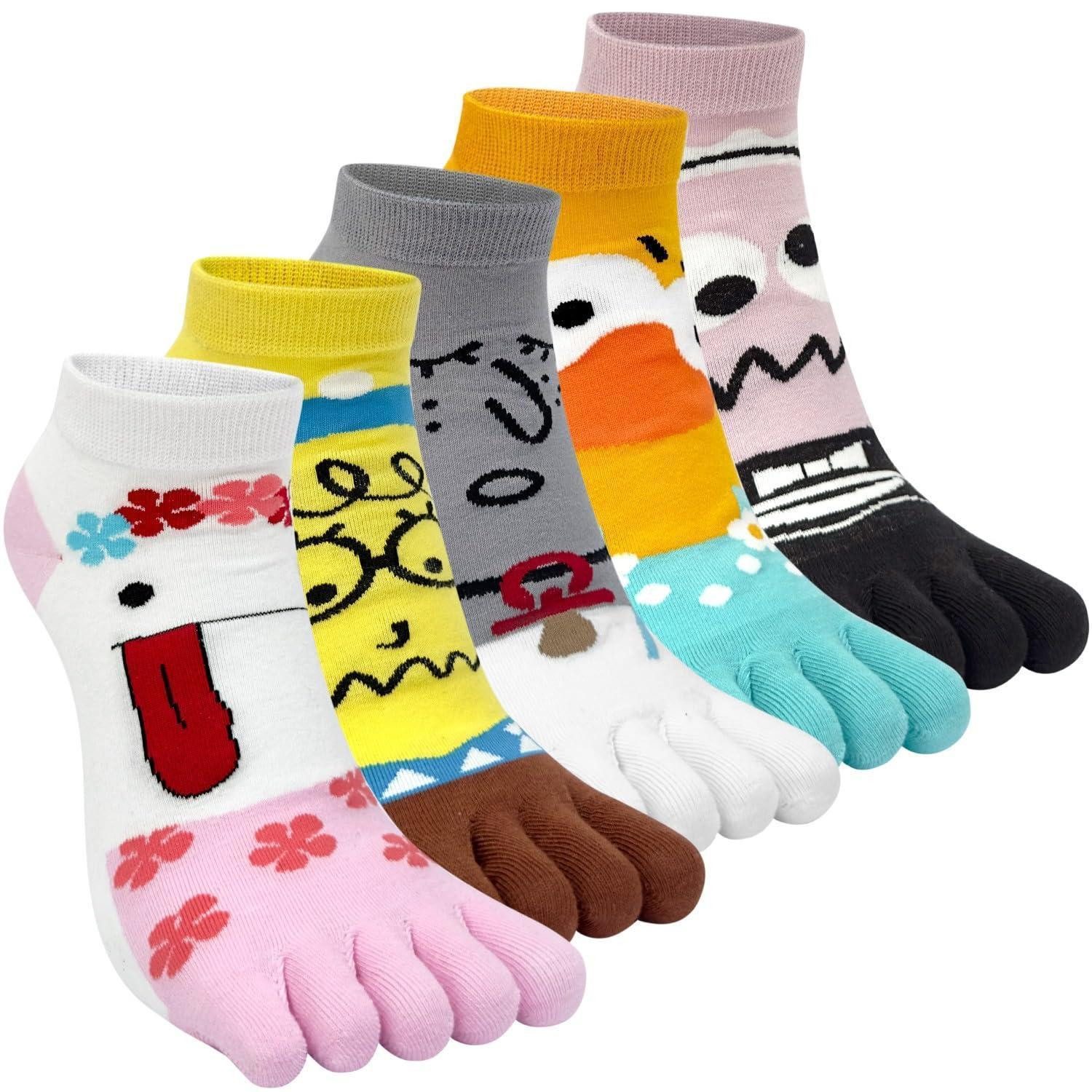 LuxusKollektion Zehensocken Zehensocken Damen Baumwolle Tier/Obst 35-40 5 Paar