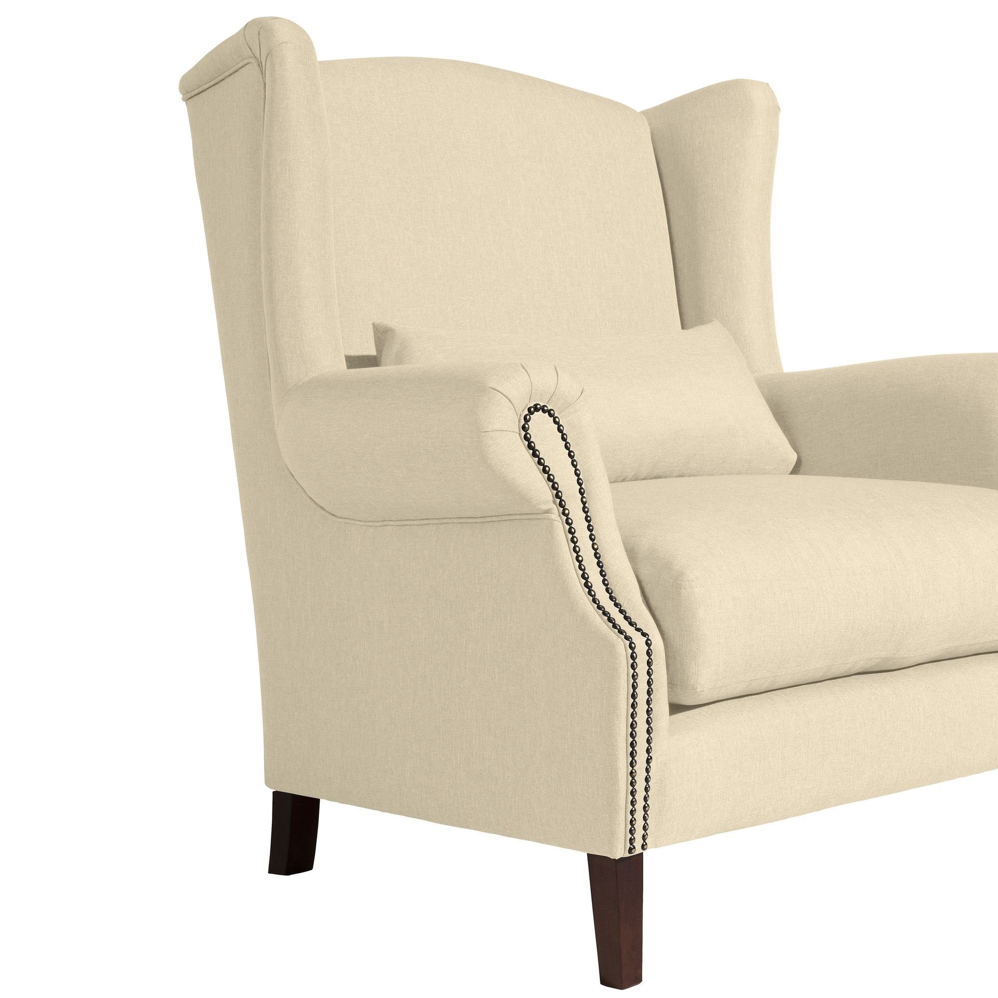 Sessel aufm dunkel Buche hochwertig inkl. 21650 Kostenlosem Sitz beige Kandy Versand, Sessel Kessel Bezug verarbeitet,bequemer nussbaum 58 Flachgewebe / (Sparpreis 1-St),