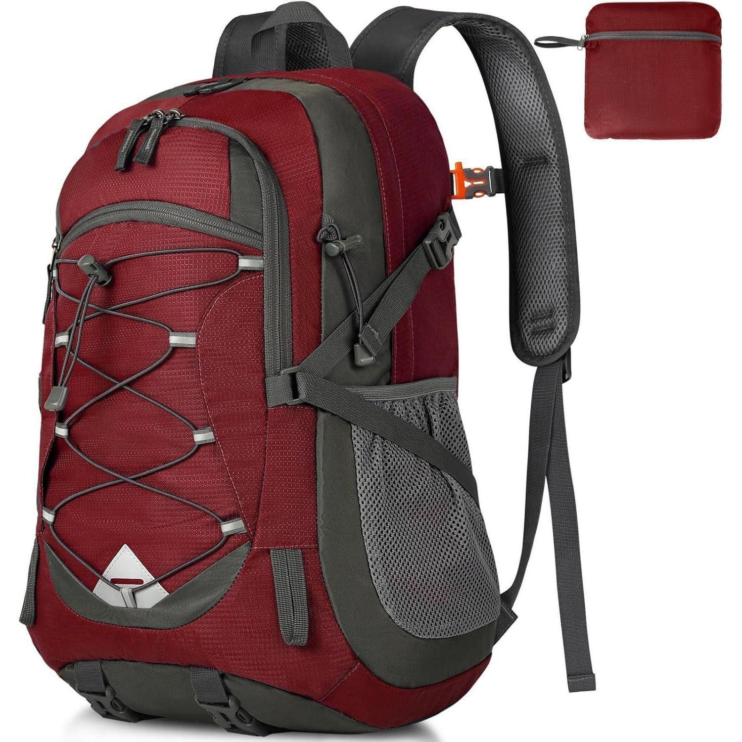 Wanderrucksack Wanderrucksack 40L Wasserdicht Leicht Faltbar Trekking Radfahren Rot