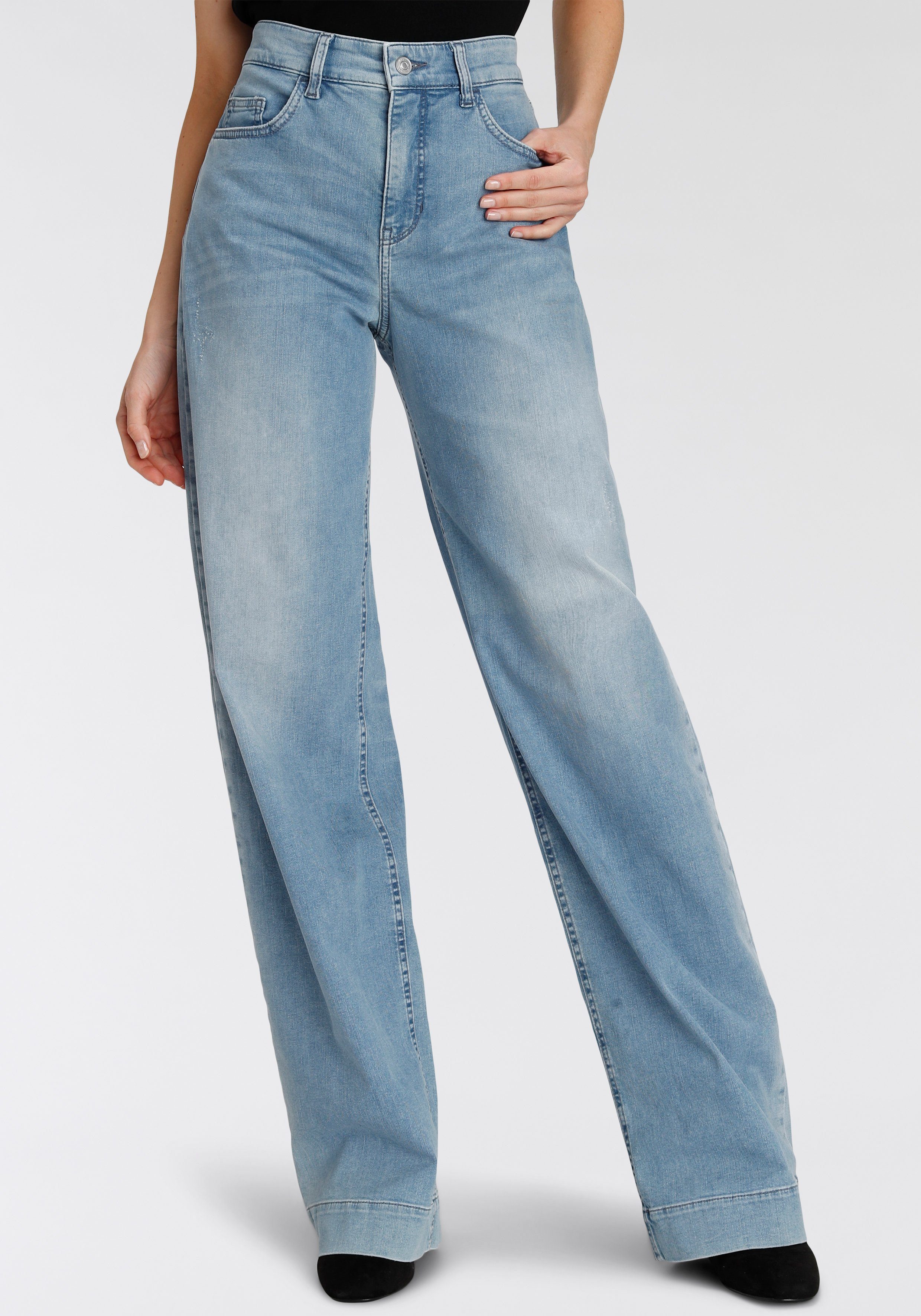 MAC Weite Jeans Wide-Leg Schmale Hüfte und weites Bein in weicher Qualität