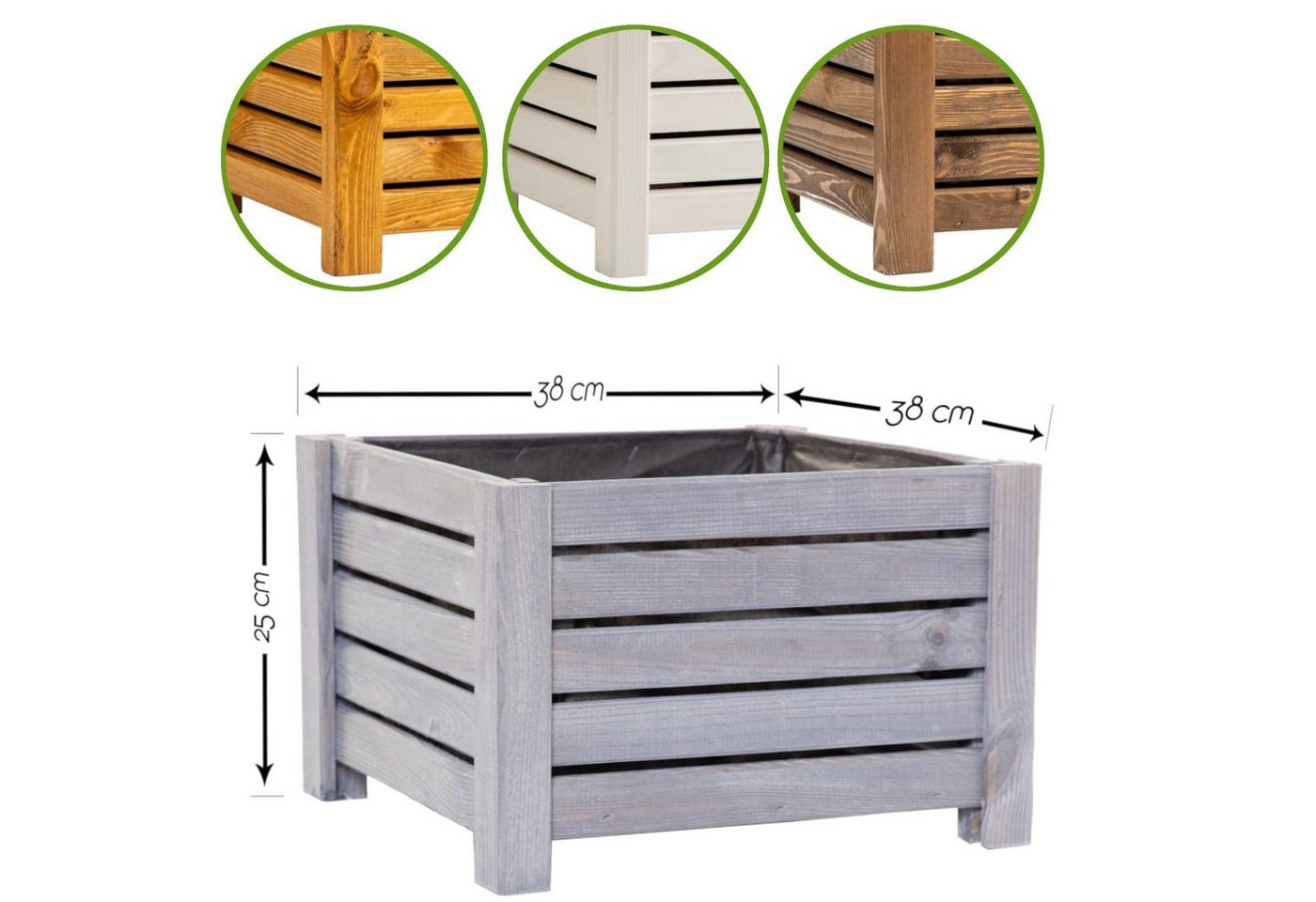 Thumbnail - BooGardi Pflanzkübel Blumenkasten Holz mit Vlies (1 St., Anthrazit Klein), 2 Größen Pflanzkasten Blumentopf Balkon Terra...