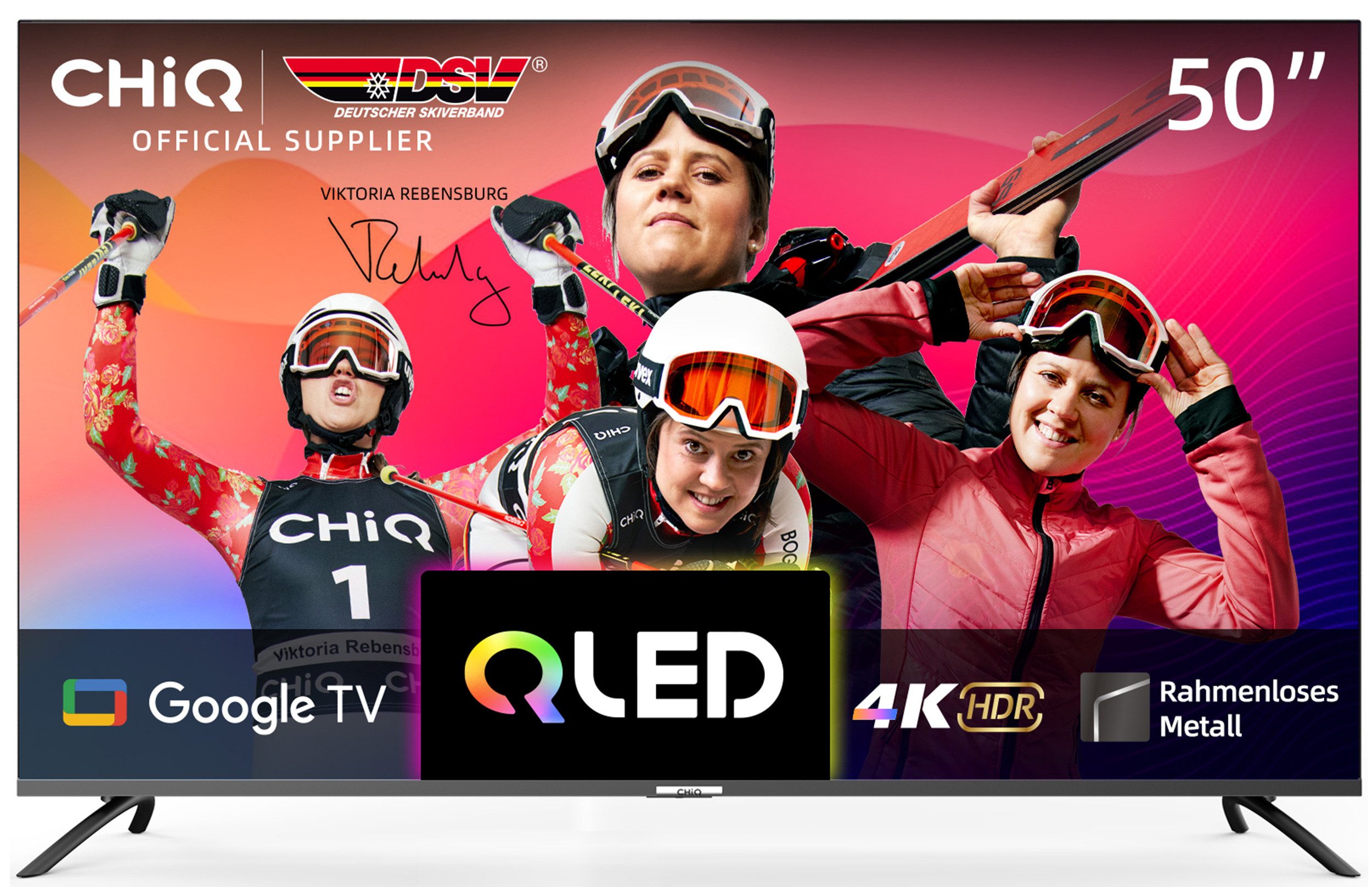 CHiQ U50QM8G QLED-Fernseher (126,00 cm/50 Zoll, 4K Ultra HD, QLED Google TV, Smart-TV, Quantum Dot 4K, HDR 10, Metall Rahmlos design, Google TV)