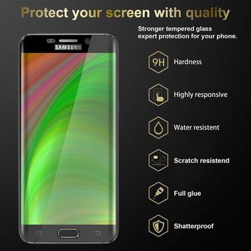 Cadorabo Schutzfolie Samsung Galaxy S6 EDGE, (3-St), 3x Vollbild Schutzglas Panzer Folie (Tempered) Display-Schutzglas