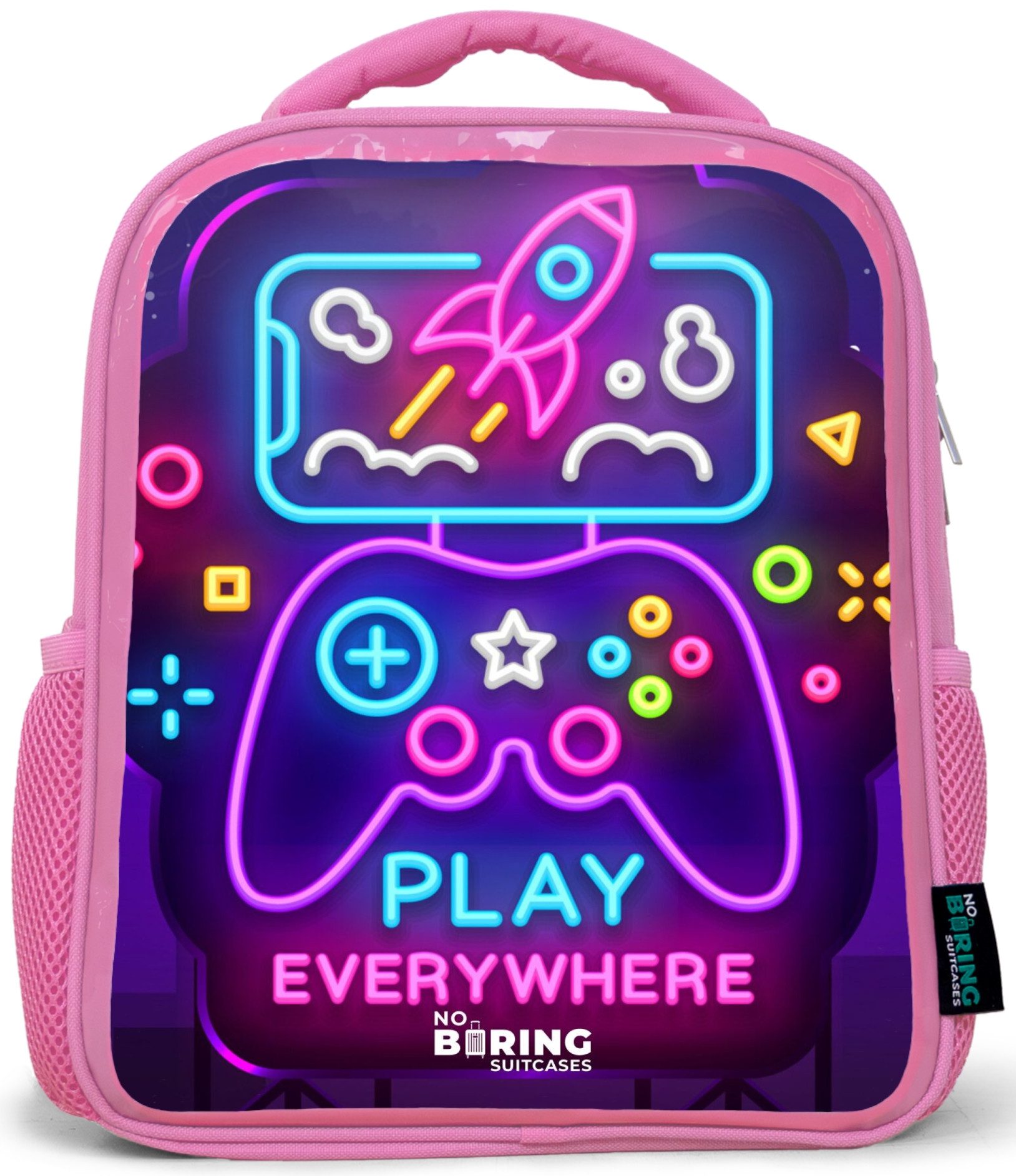 Rucksack Rosa - Neon-Illustration mit einem Controller