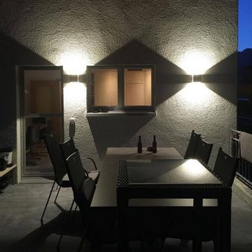 Lucande LED Außen-Wandleuchte Riak, LED-Leuchtmittel fest verbaut, warmweiß, Modern, Beton, Aluminium, Glas, betongrau, klar, 2 flammig, inkl.