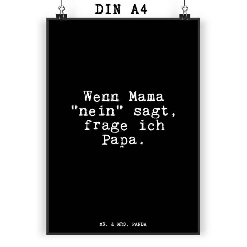 Mr. & Mrs. Panda Poster DIN A4 Wenn Mama "nein" sagt,... - Schwarz - Geschenk, Vatertag, Wand, Fun Talk (1 St)