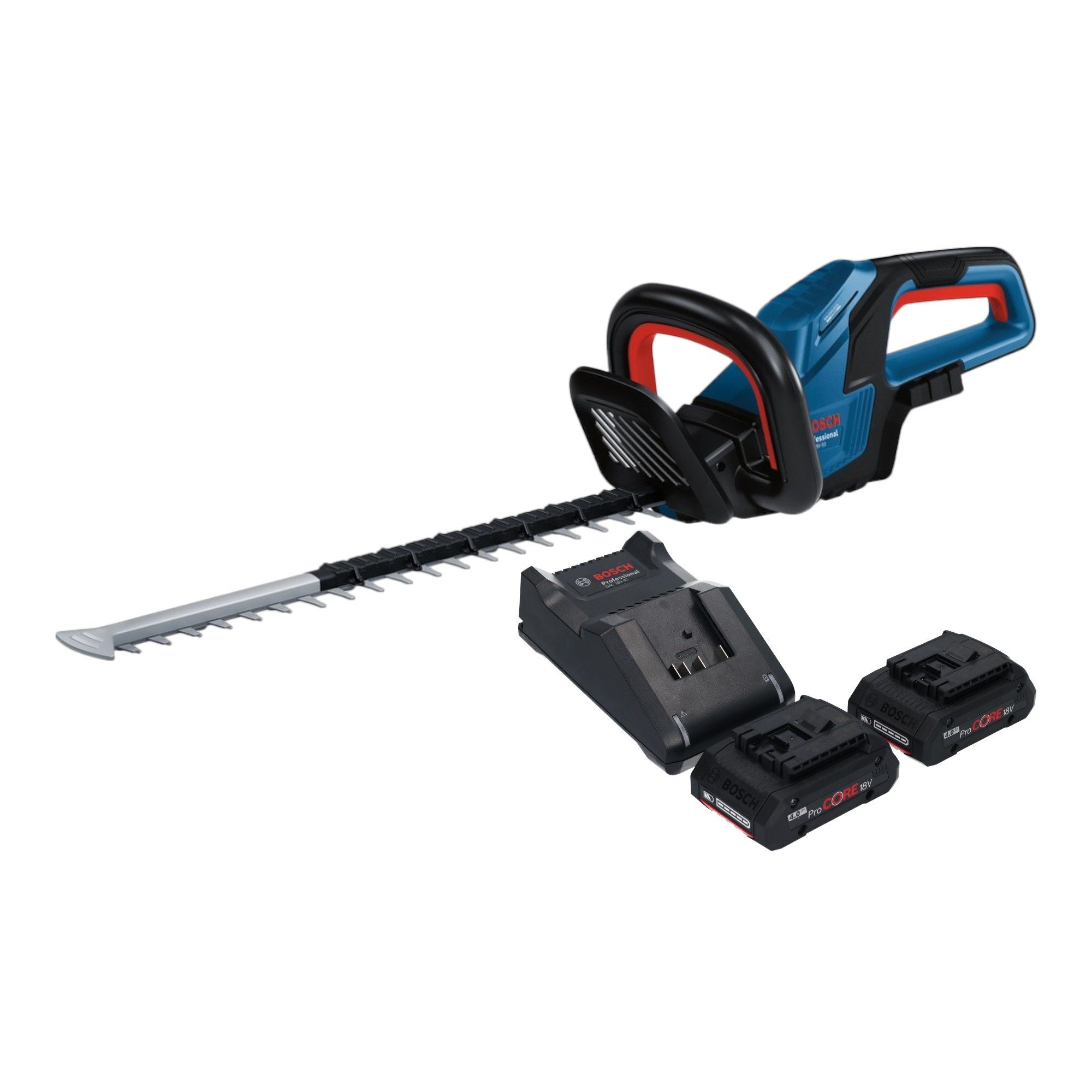 Bosch Professional Akku-Heckenschere GHE 18V-50 Professional 18 V 50 cm + 2x ProCORE Akku 4,0Ah + Ladegerät