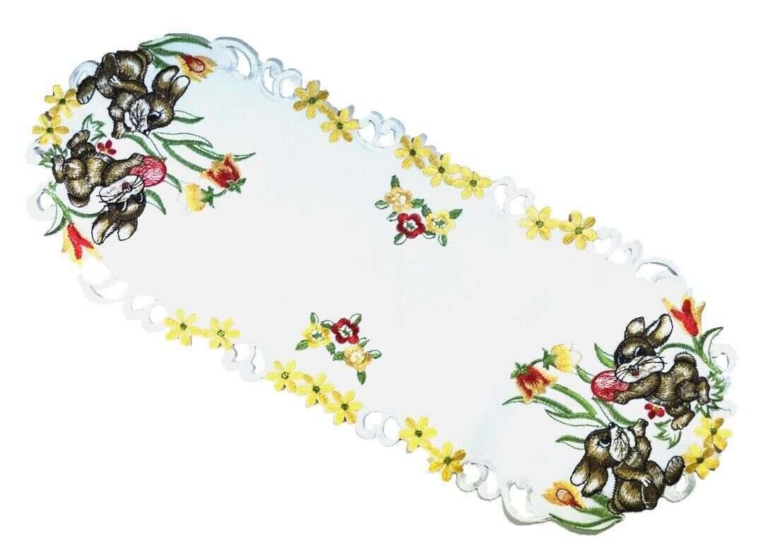 Westernlifestyle Tischdecke Gelbe Tulpen, Osterhasen, weiße Osterdecke, Tis günstig online kaufen