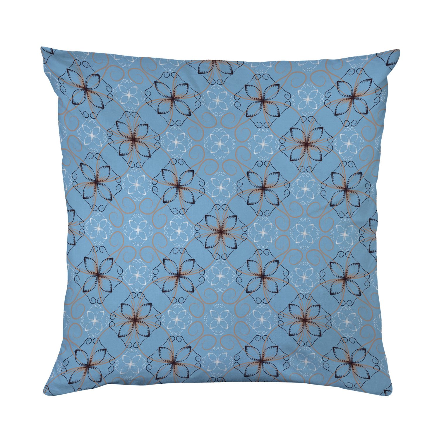 queence Dekokissen Abstraktes Muster blau weiß, Beidseitig bedruckte Kissenhülle, Kissen 40x40cm, inkl. Reißverschluss