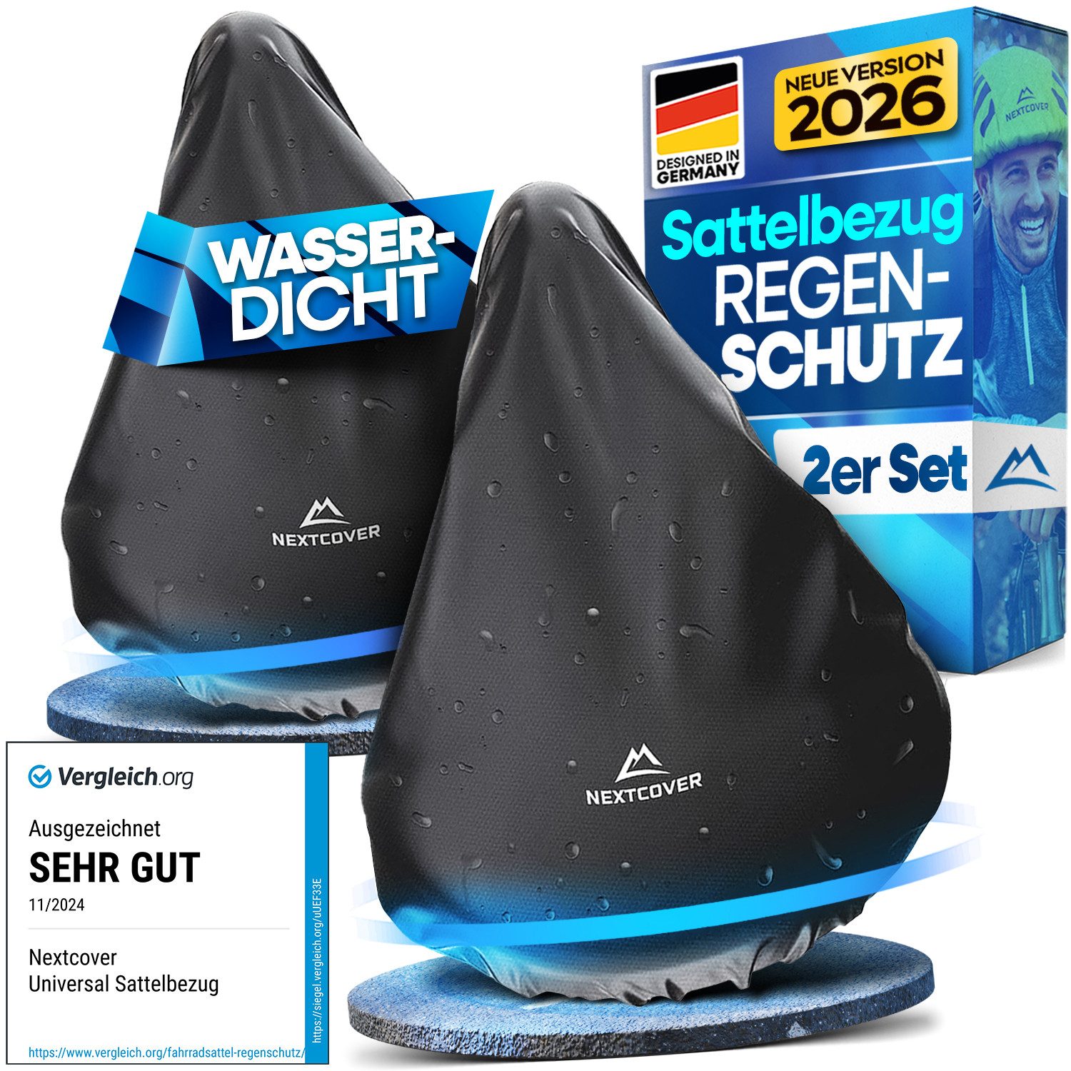 Nextcover Sattelbezug Universal 2er-Set als Regenschutz für den Fahrradsattel