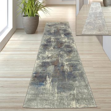 Teppich Wohnzimmerteppich – abstraktes Muster – mehrfarbig grau blau, TeppichHome24, rechteckig