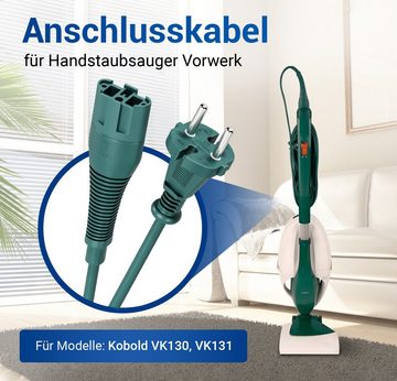 VIOKS Anschlusskabel Ersatz für Vorwerk Handstaubsauger Kobold VK130, VK131 Stromkabel, Konturenstecker, 7 m