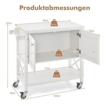 COSTWAY Küchenwagen, mit Handtuchhalter & Gewürzregal, 100x38x87cm rollbar