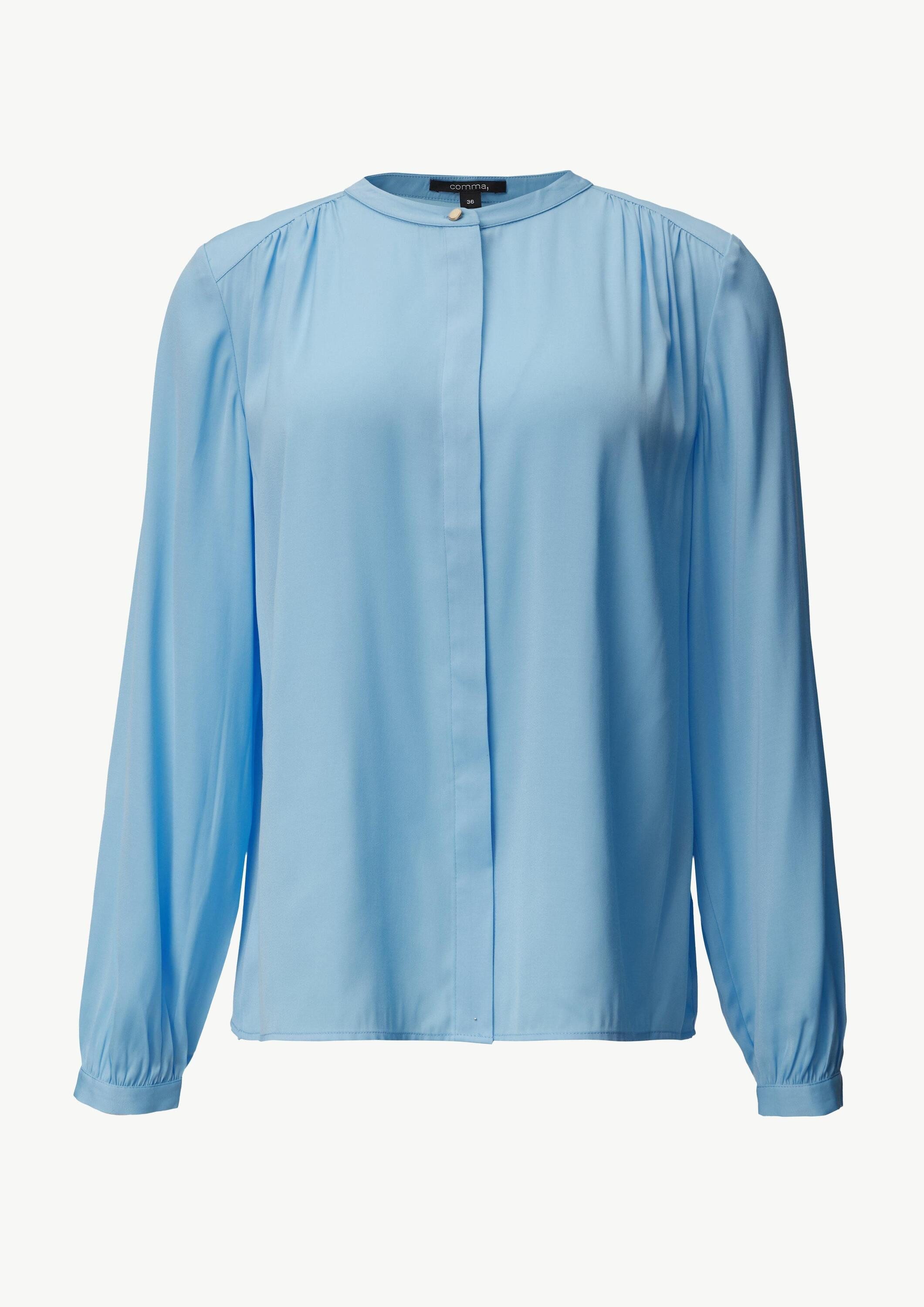 comma Langarmbluse Bluse Satinbluse mit Raffung