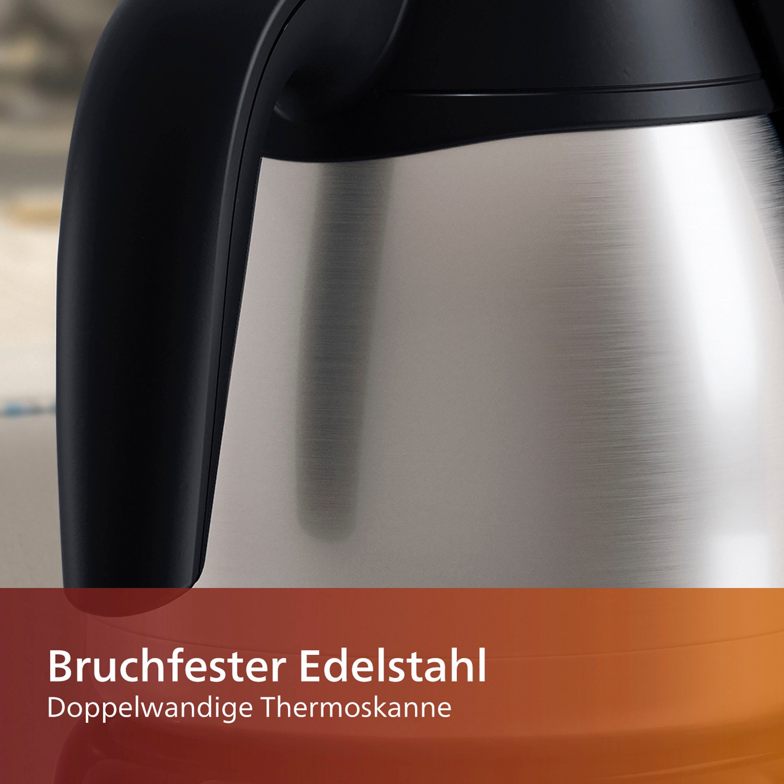 Thermokanne, 1x4, 1,2l HD7546/20, Philips Kaffeekanne, Tropfstopp Abschaltfunktion Filterkaffeemaschine und mit