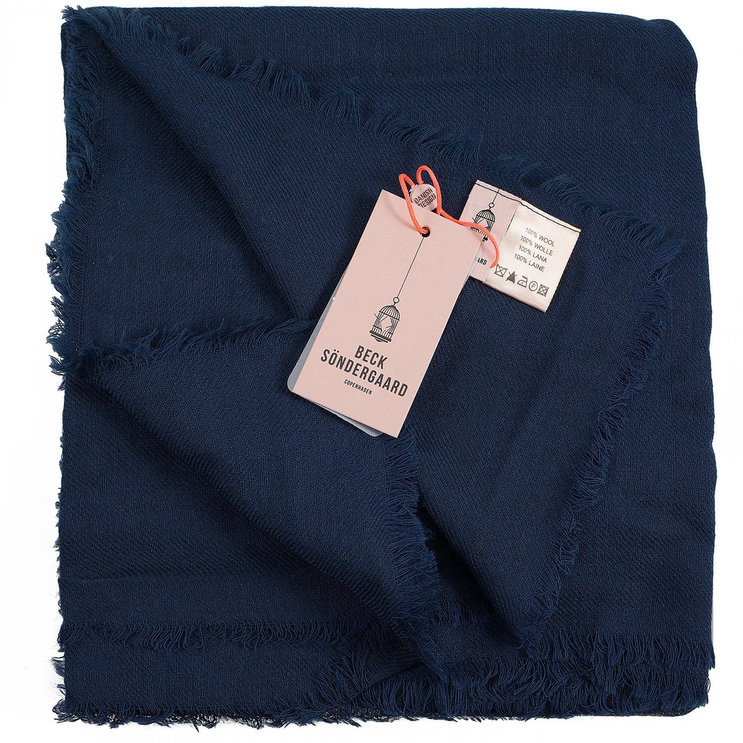 Modeschal Navy Wollschal 140x140 für Herbst Schal toller Frühjahr für Mill und Damen Winter, Wolle Becksöndergaard aus ideal weicher cm,