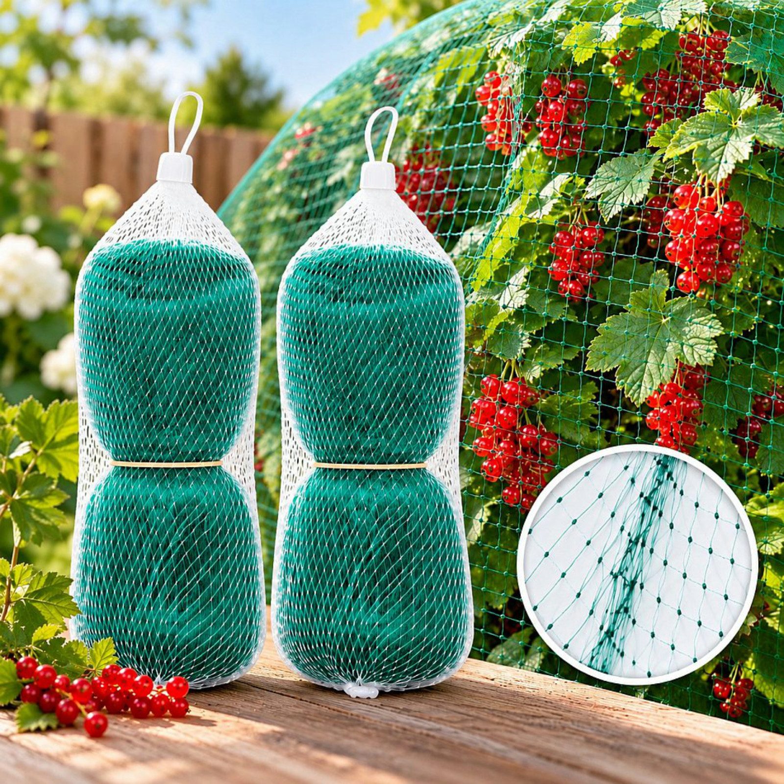 Koopman Schutznetz Gartennetz Vogelnetz Pflanzennetz 2er Set, BxL: 500x200 m, (Stück, 1-St., Packung), je 2x5m, Kunststoff, je 10m², Grün, Garten