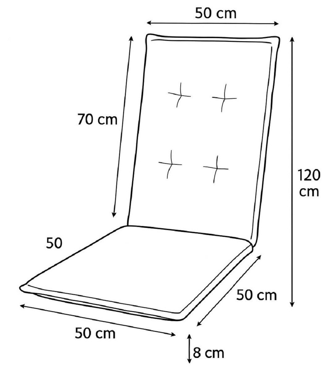 Madison Hochlehnerauflage F 331 Gartenstuhl Auflagen Kissen Polster Einlage, (1 Auflage, 1 St., 1 Auflage), für Hochlehner-Stühle UV-beständig inkl. Bindebänder und Halteband