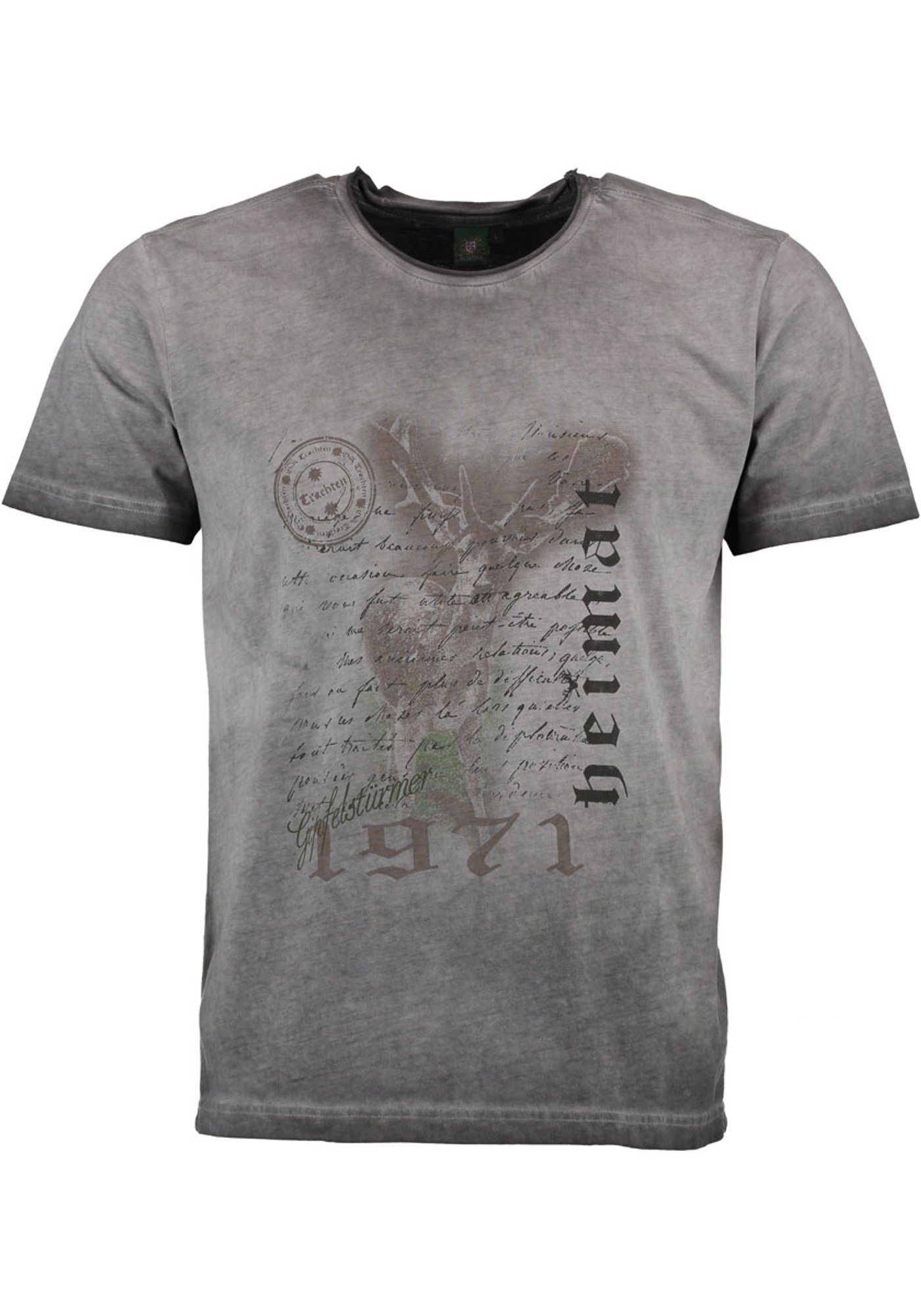 anthrazit OS-Trachten Motivdruck T-Shirt Trachtenshirt mit Ofapuo Kurzarm