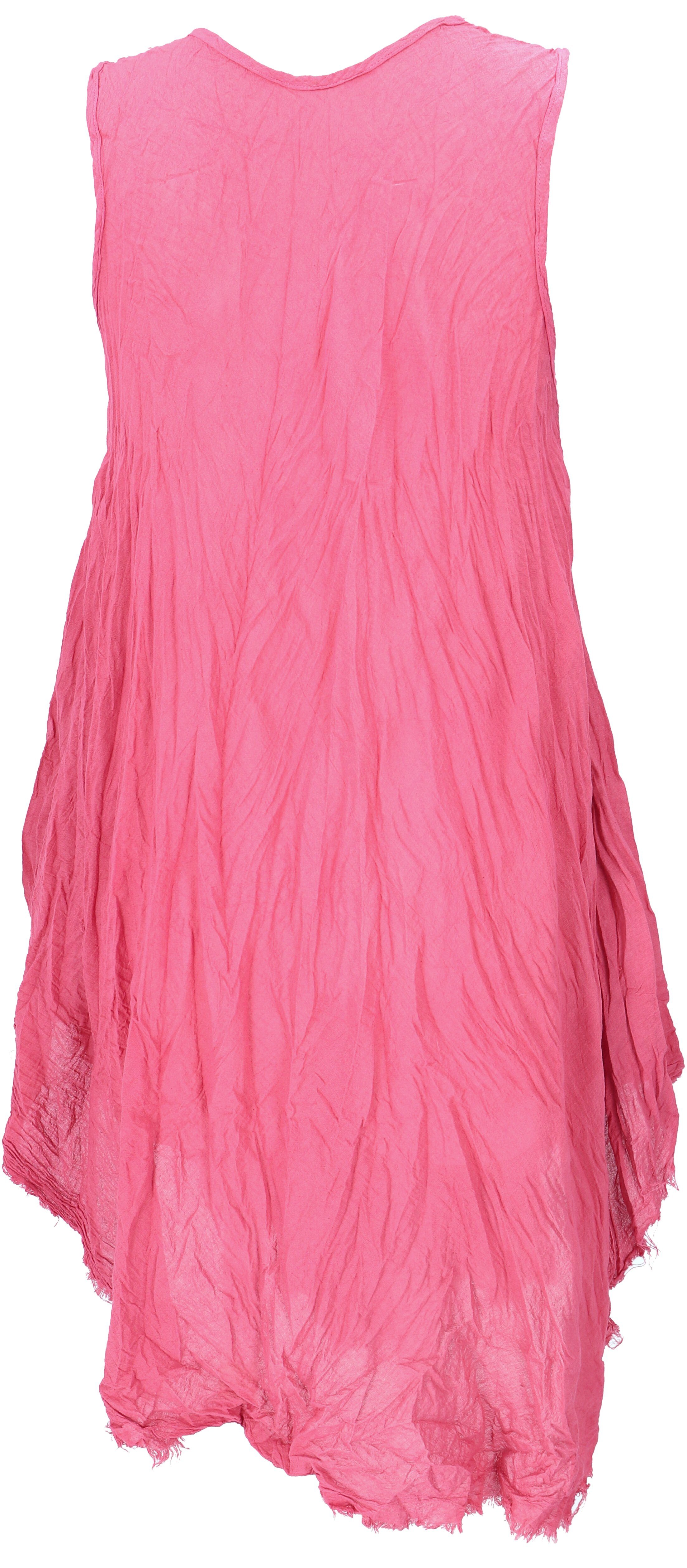 Boho Guru-Shop luftiges Midikleid alternative Bekleidung pink Krinkelkleid,.. Sommerkleid,