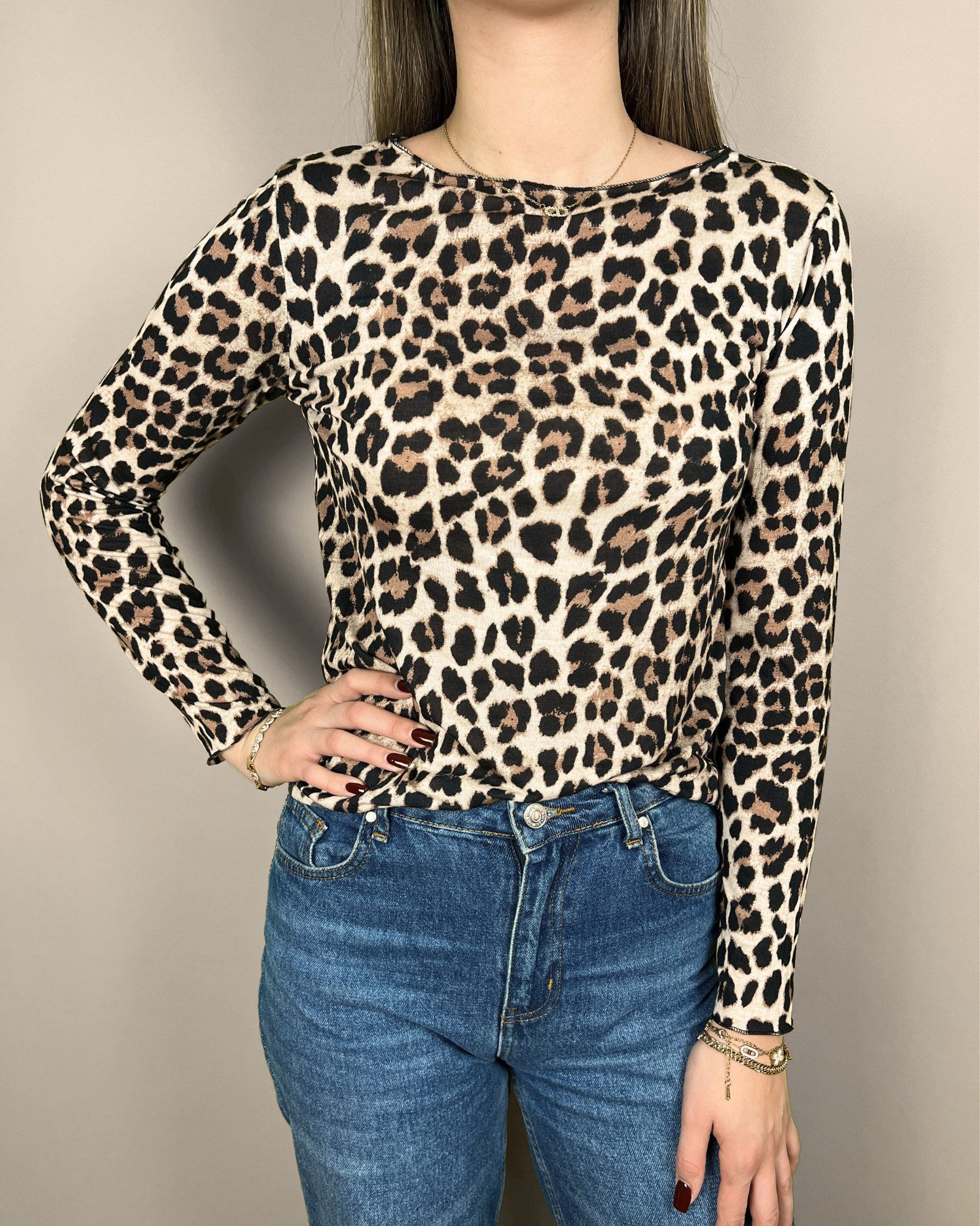 ITALY VIBES Langarmshirt BASILISSA – Shirt mit Leo-Print - dünner Pullover günstig online kaufen