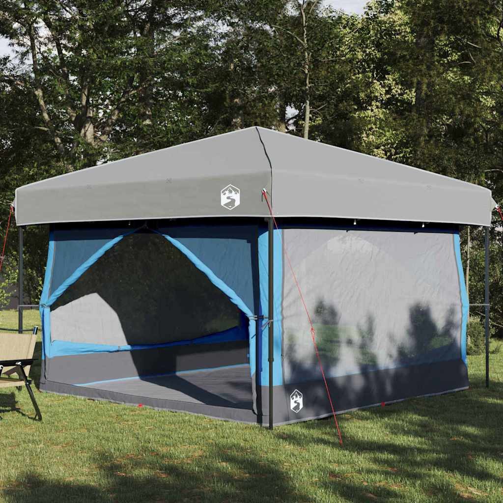 furnicato Faltzelt Campingzelt 7 Personen 300x300x250 cm Blau-Grau, (1 tlg), Familienzelt mit Belüftungsfenstern, E-Port und Aufbewahrungstaschen