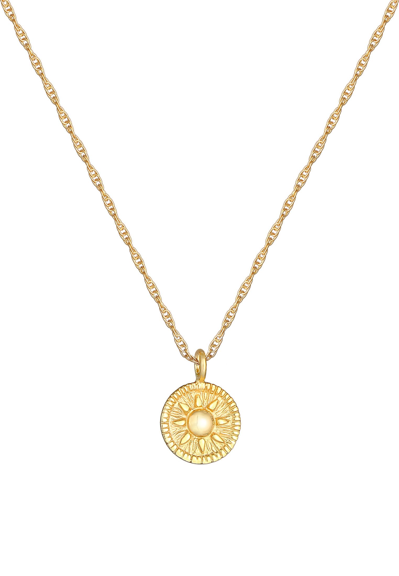 Elli Kette mit Anhänger Sonne Antik Coin Rund Kordelkette 925er Silber, Mün günstig online kaufen