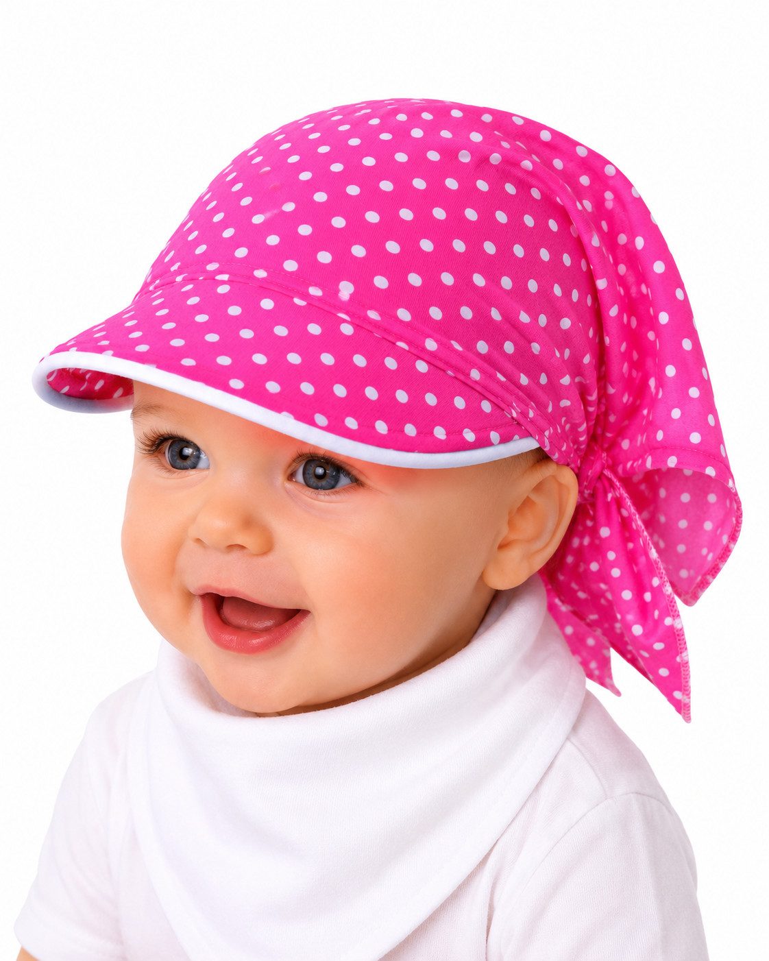 Kopftuch Baby Kinder Bandana Tuch mit Schirm Schirmmütze Kopfbedeckung in Pink