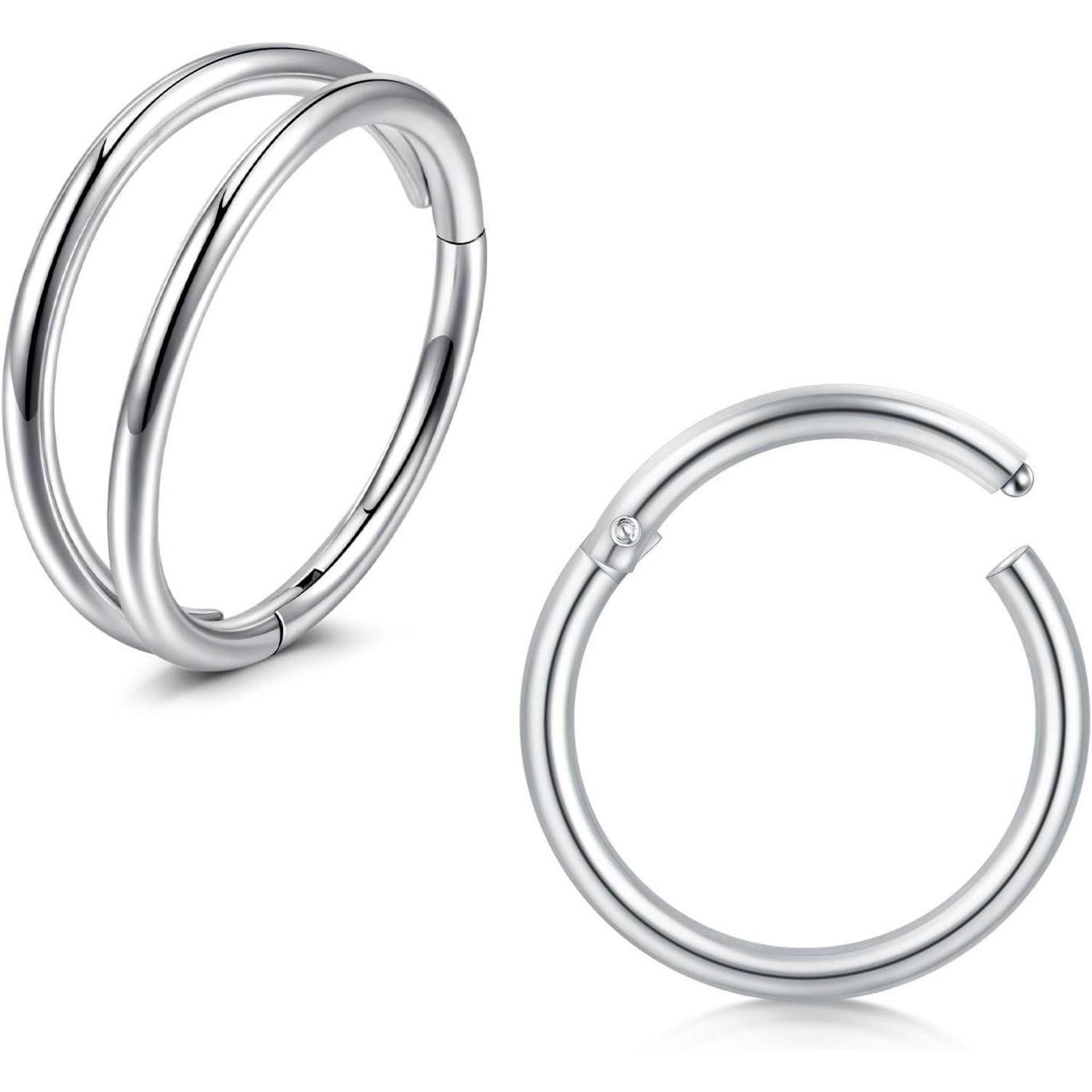 Briana Williams Nasenpiercing-Set Nasenring Helix Ring Septum Clicker 20g Edelstahl Piercing Set 2 Stück
