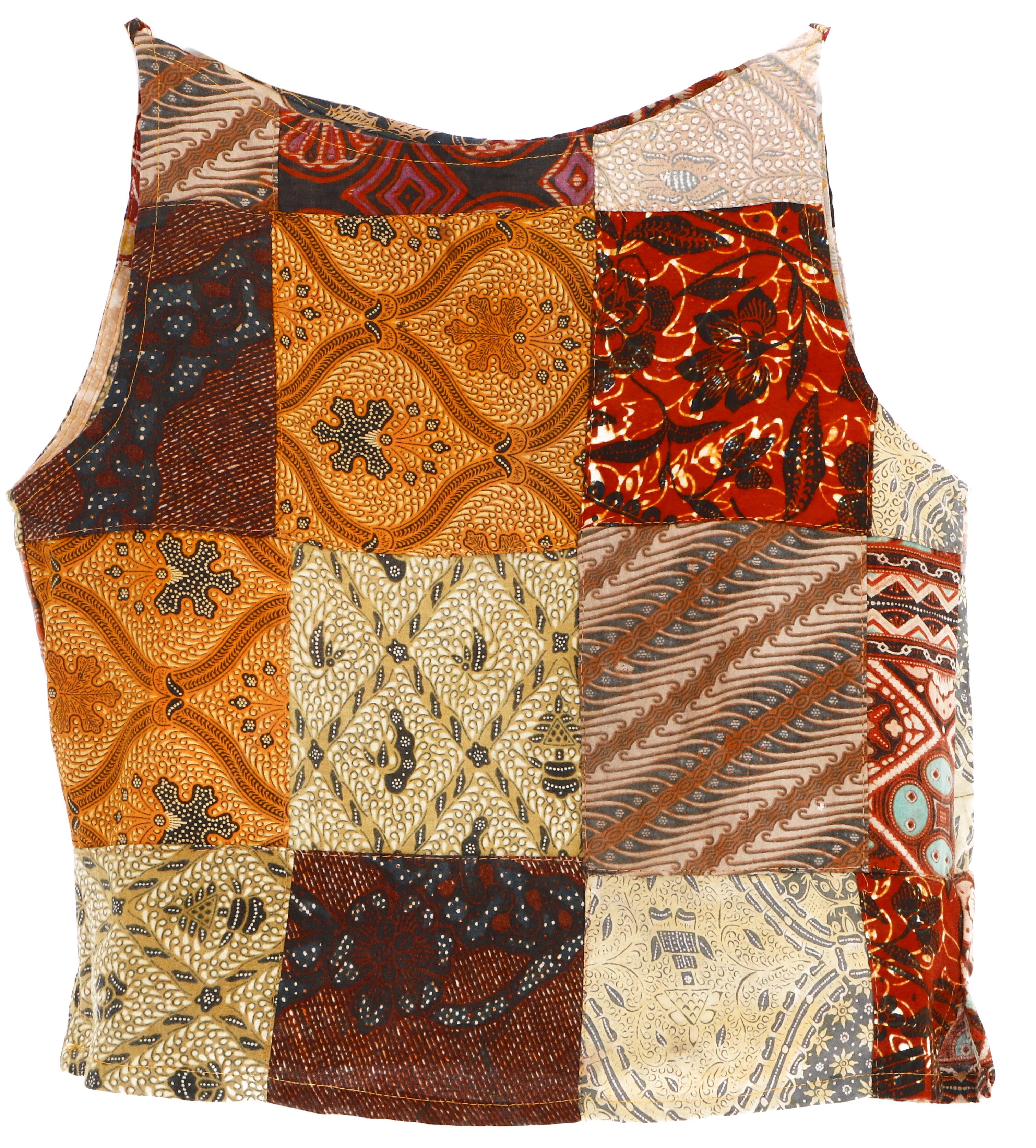 Guru-Shop T-Shirt Boho Patchwork Sommertop, Damentop, ärmellose.. Ethno Style, alternative Bekleidung