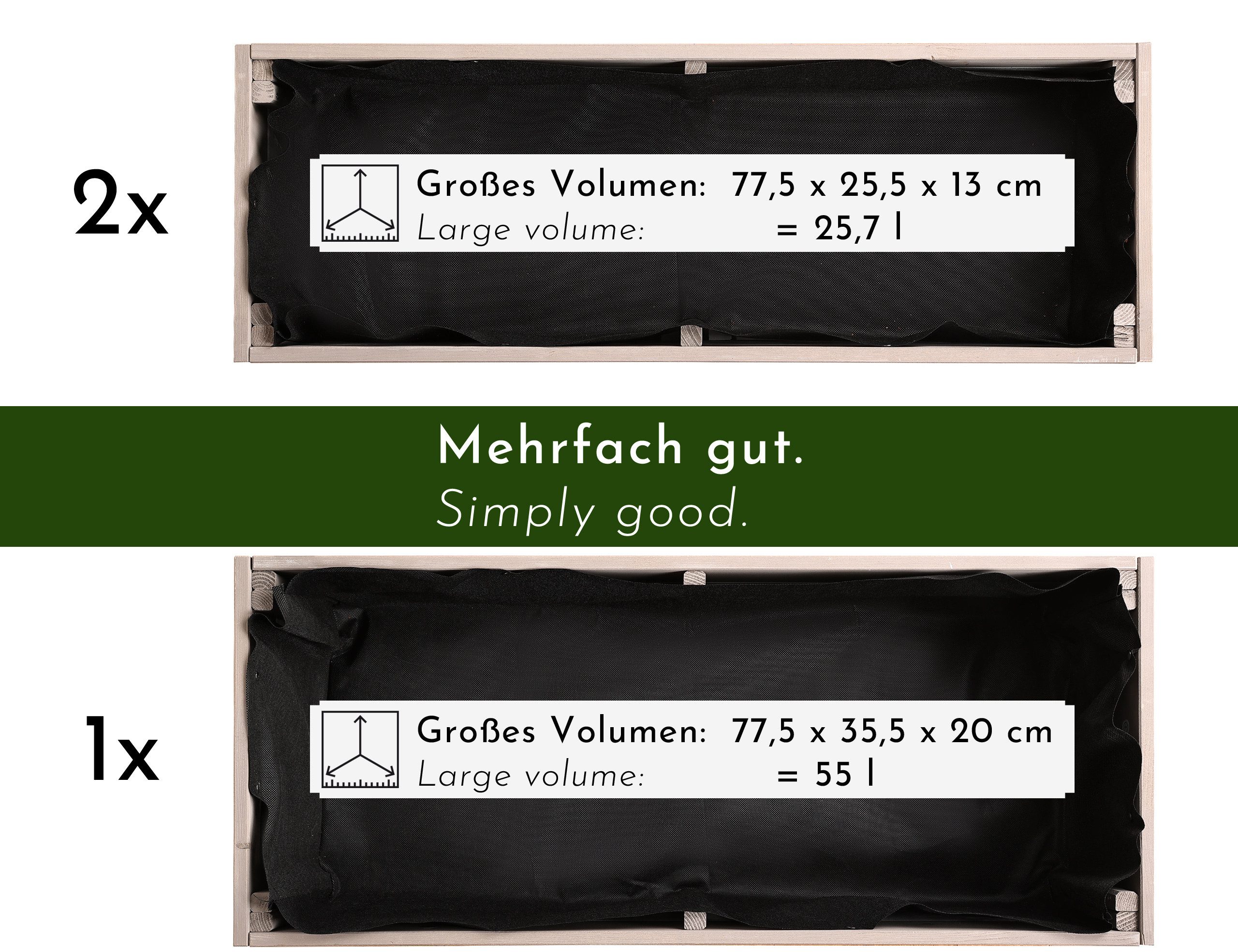 WONDERMAKE Hochbeet vertikal, großes Vertikalbeet mit Etagen aus Holz Outdoor Balkon Wand, stehend, XL Kästen Cube Kräuter Erdbeeren Garten weiß grau anthrazit