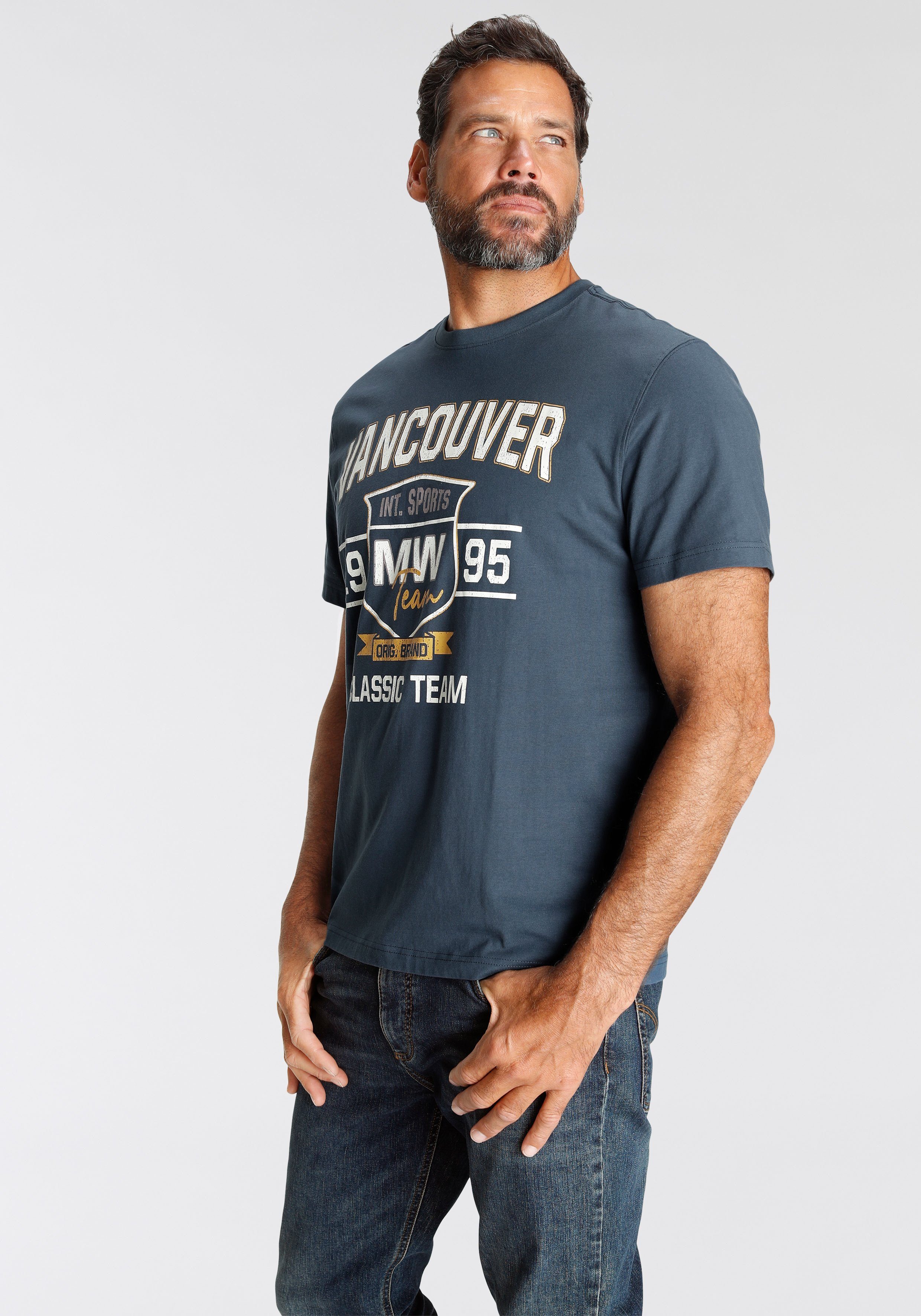 Man's World T-Shirt mit modischem Print blau