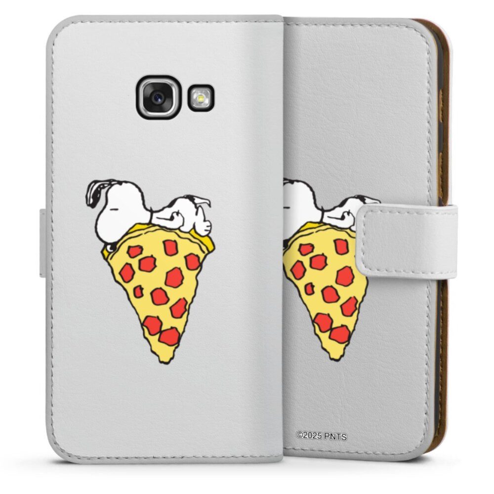 DeinDesign Handyhülle Peanuts Pizza Snoopy Snoopy Pizza Transparent, Samsung Galaxy A3 (2017) Hülle Handy Flip Case Wallet Cover