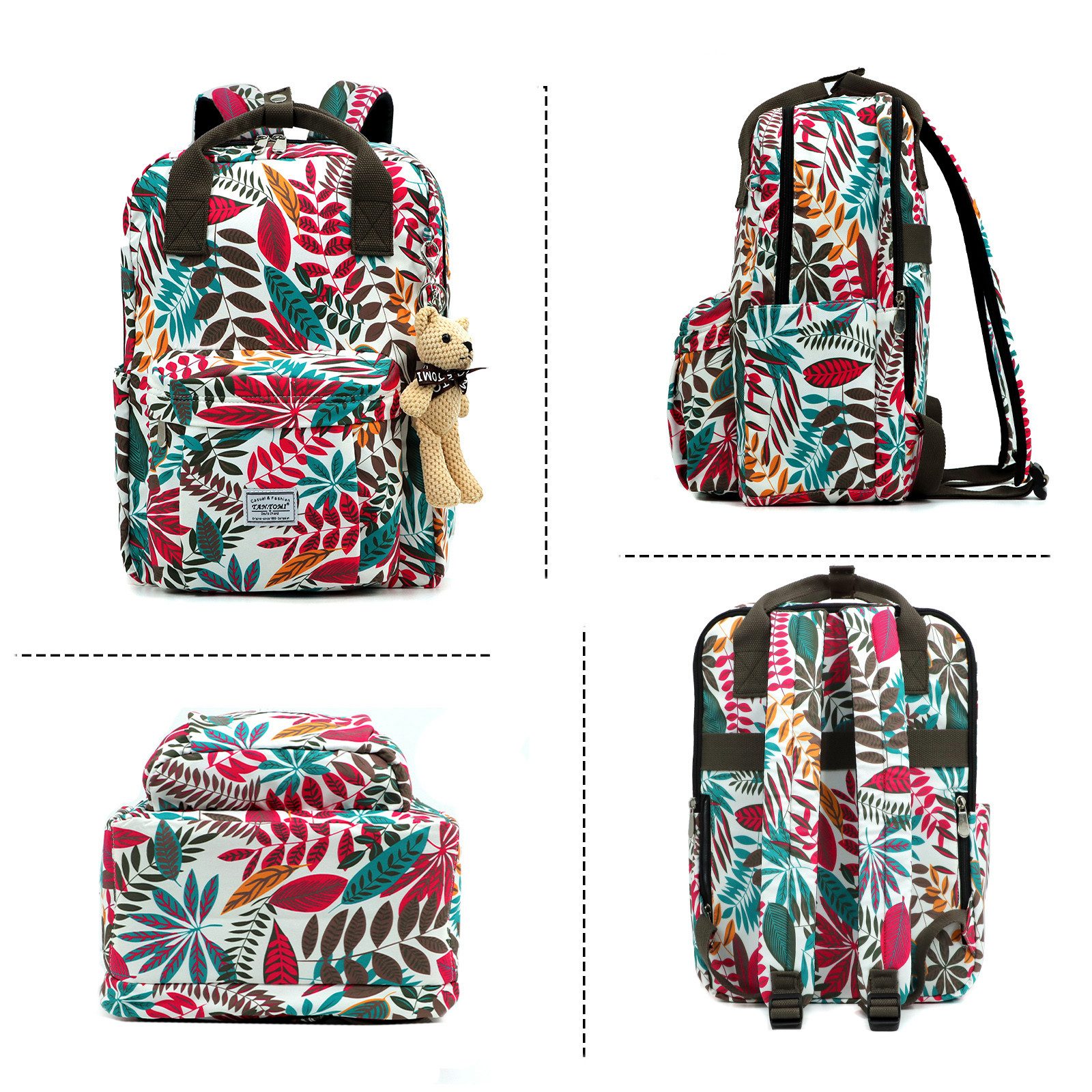 TAN.TOMI Schulrucksack Schulrucksäcke Teenager Mädchen, Tagesrucksack mit Laptopfach (Mitgeliefert wird ein kleiner Teddybär-Anhänger), Schultasche Mädchen, Casual Rucksack Teenager Mädchen