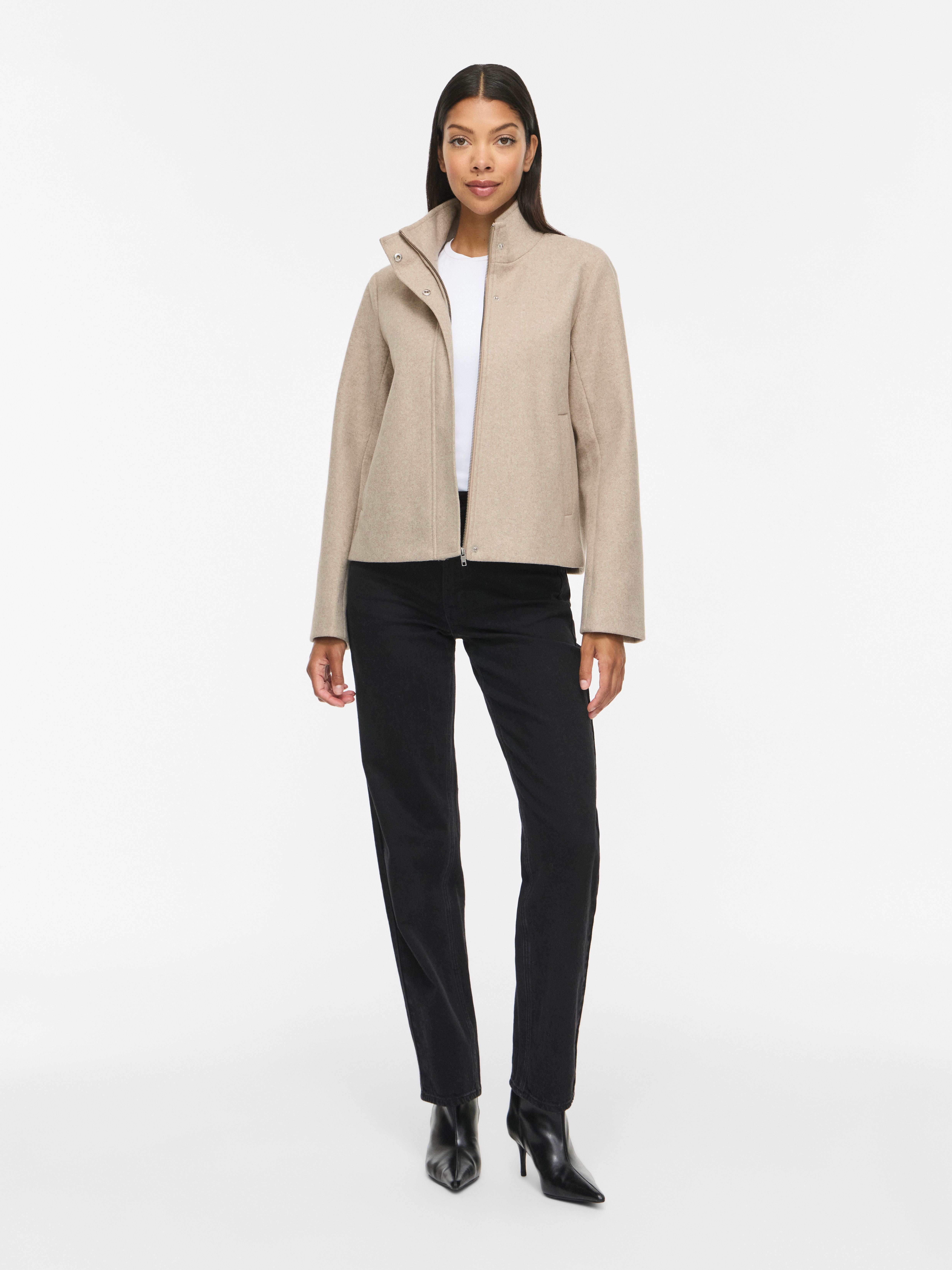 Vila Kurzjacke VICLAUDIA L/S HIGH NECK SHORT JKT- NOOS Kunstfaser