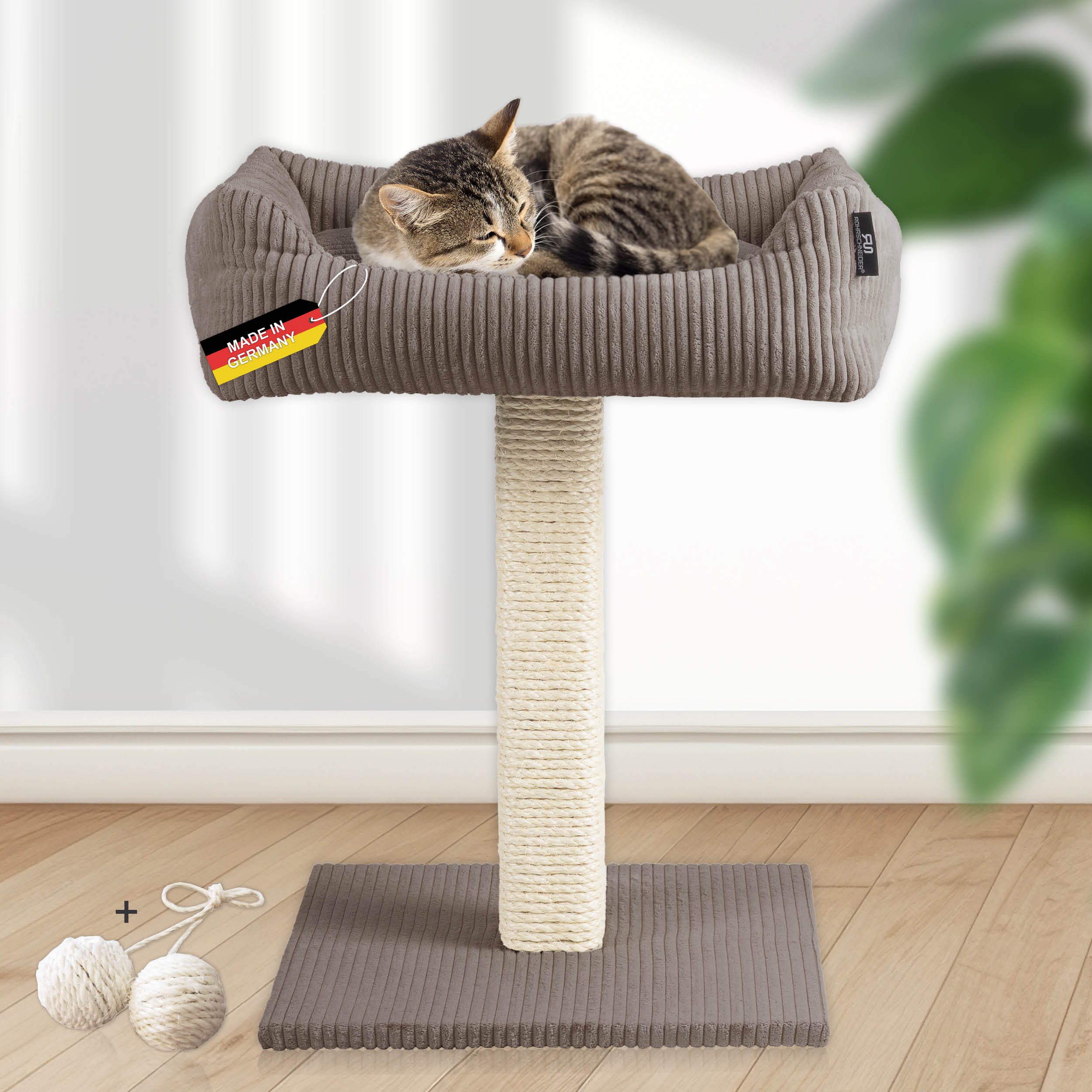 Rohrschneider Kratzbaum Katzenbaum Wolly breiter Kratzstamm mit Katzenbett günstig online kaufen
