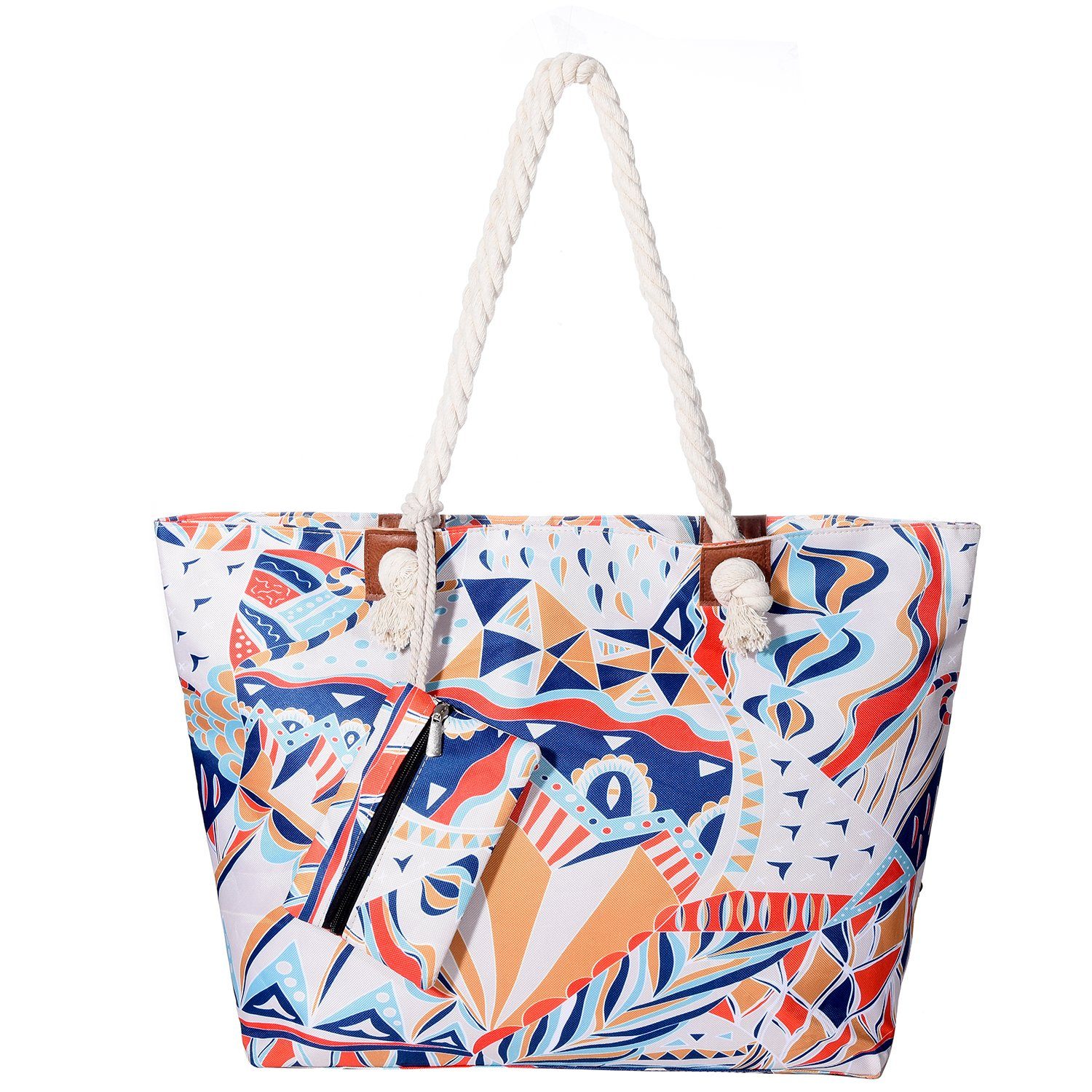 Strandtasche Große DonDon Strandtasche, mit Beutel Kunst Tasche kleinem inkl. Moderne (2-tlg), Shopper Reißverschluss, wasserabweisende