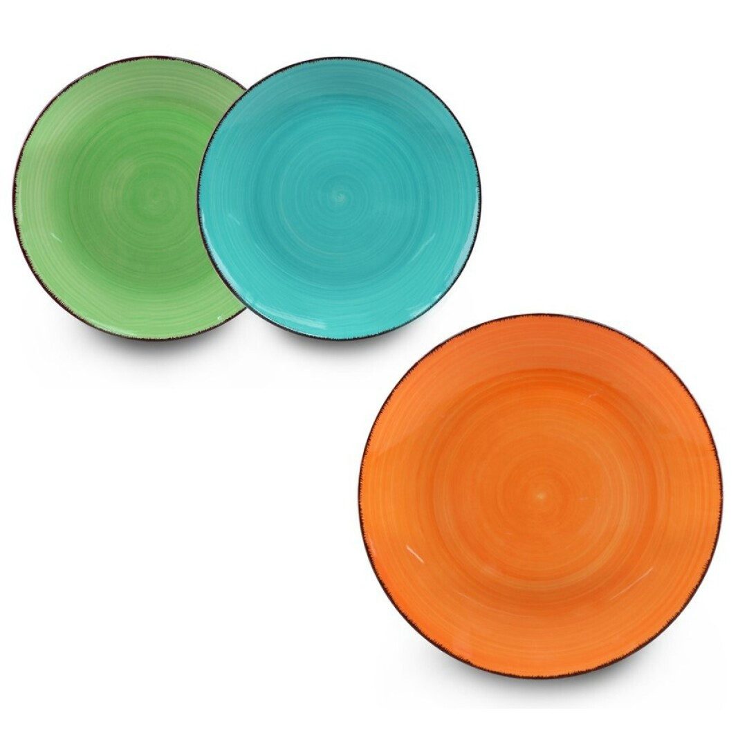 emeco Speiseteller Speiseteller Essteller Teller Geschirr Set 6 tlg Tafel flache bunt Ani, (6 St)