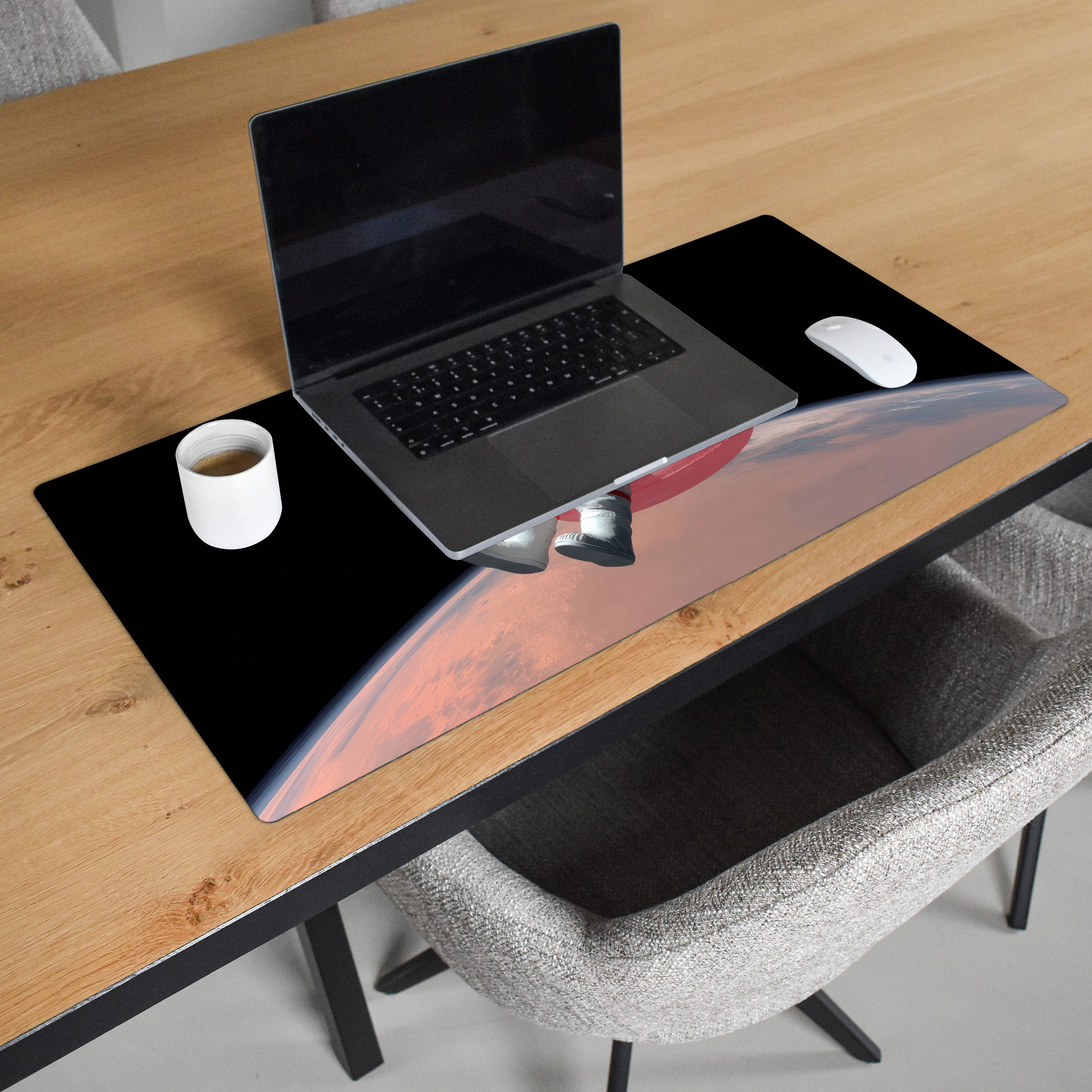 MuchoWow Gaming Mauspad Astronaut - Flamingo - Schwimmband - Rosa (1-St), Gaming Mauspad XXL, Schreibtischunterlage, Desk Mat Groß, 80x40 cm